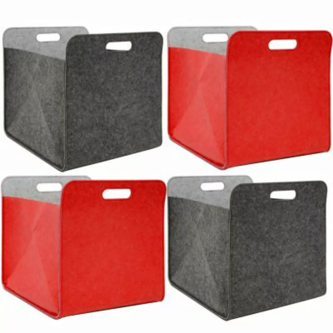 Dune Design® Aufbewahrungsbox 4er Set Cube Filz Grau/Rot 33x38x33cm rot günstig online kaufen