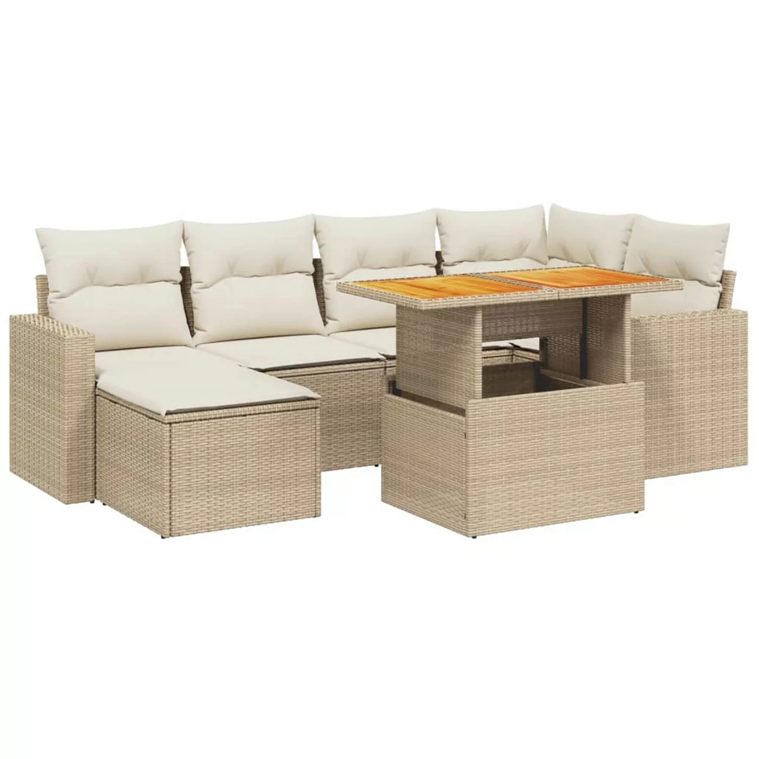 vidaXL 11-tlg Garten-Sofagarnitur mit Kissen Beige Poly Rattan Modell 195 günstig online kaufen