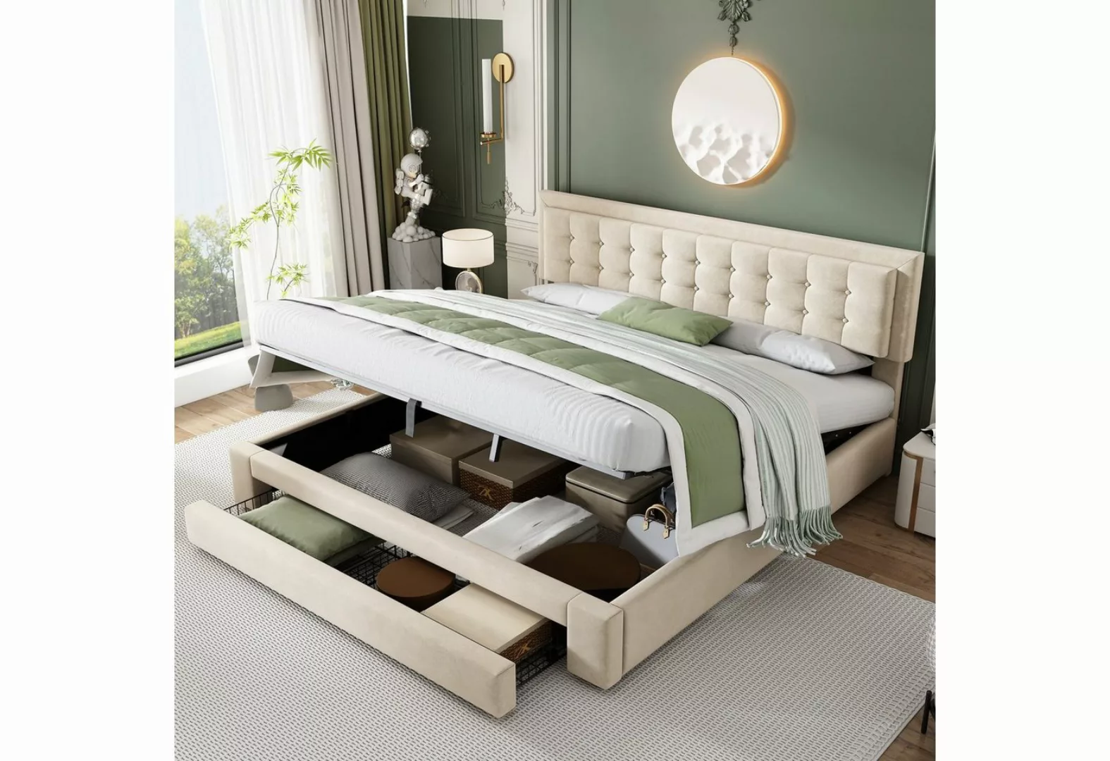 MODFU Polsterbett Doppelbett (1-tlg., großer Stauraum, 180 x 200,ohne Matra günstig online kaufen