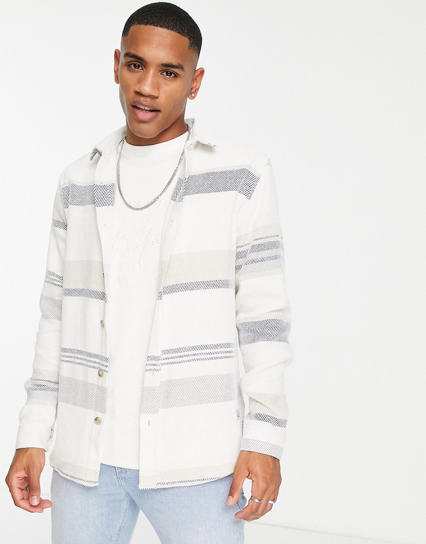 River Island – Streifenhemd aus Twill in Ecru-Weiß günstig online kaufen