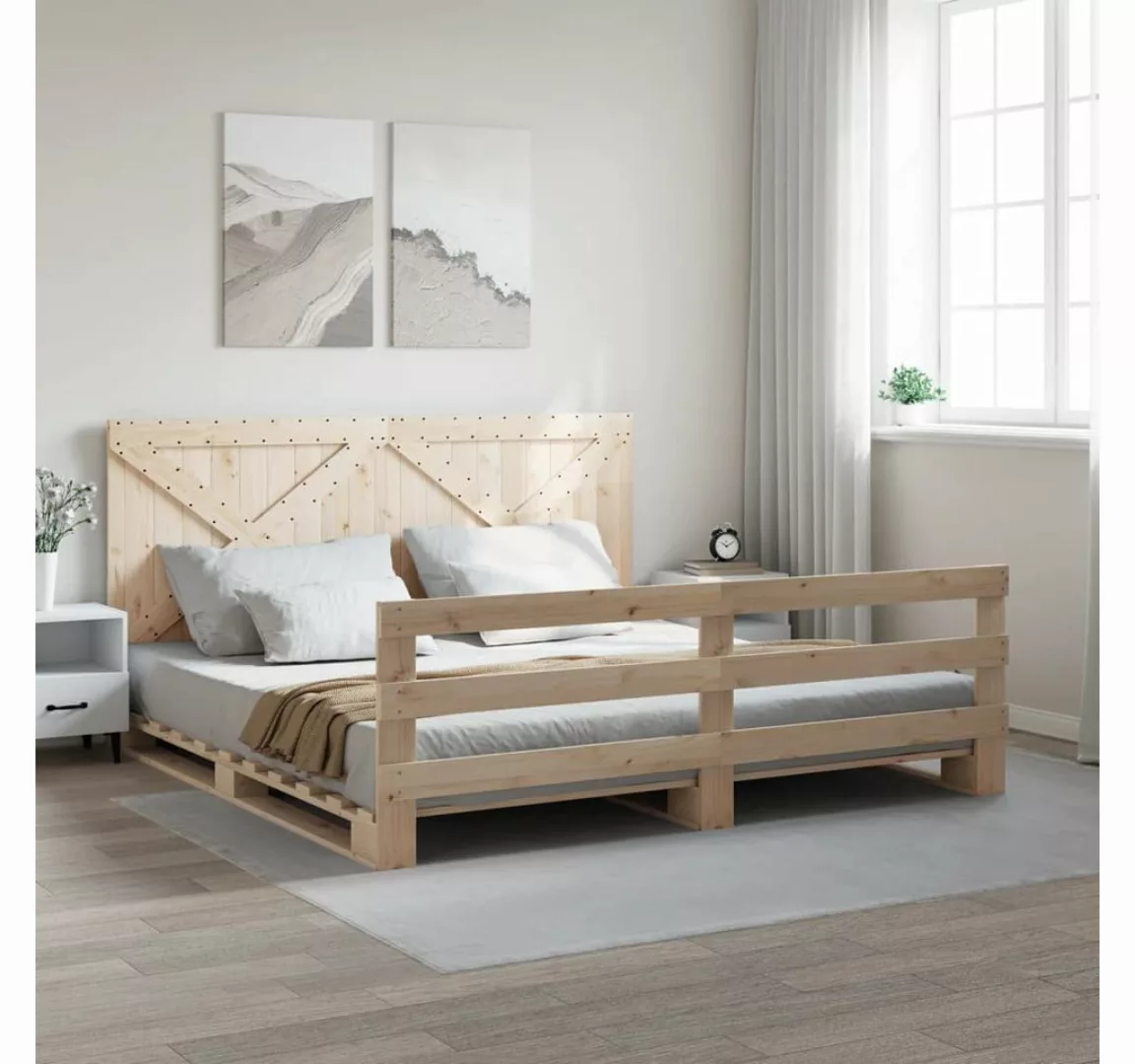 vidaXL Bett Massivholzbett mit Kopfteil 200x200 cm Kiefer günstig online kaufen