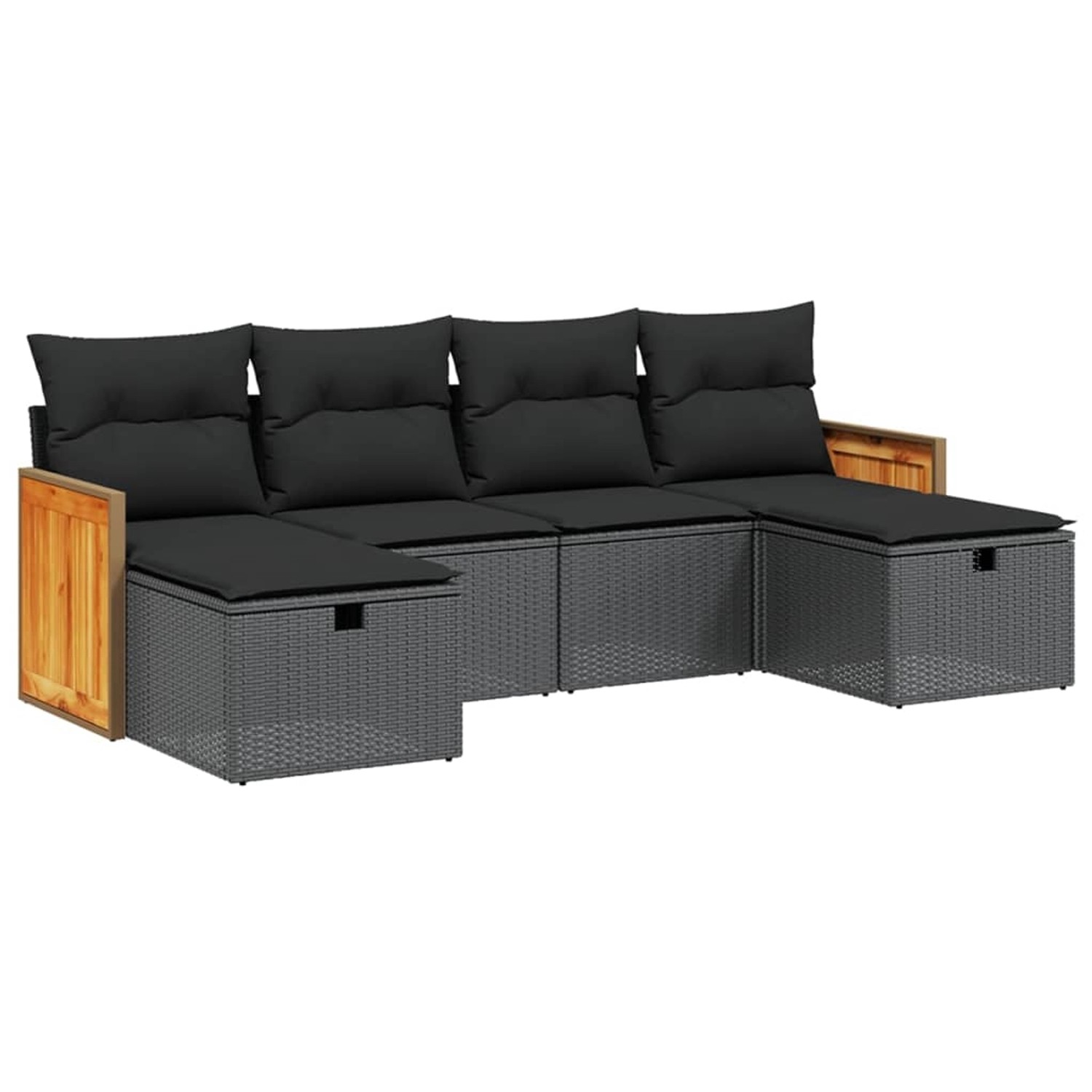 vidaXL 6-tlg Garten-Sofagarnitur mit Kissen Schwarz Poly Rattan Modell 171 günstig online kaufen