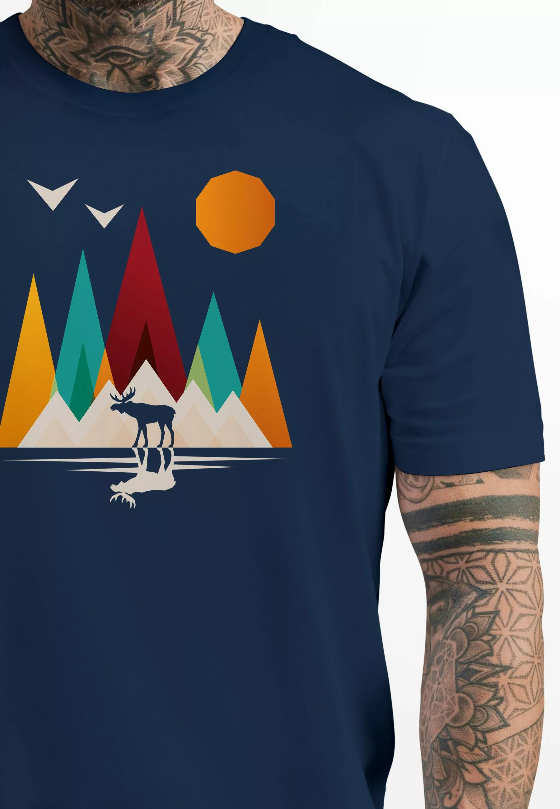 Neverless Print-Shirt Herren T-Shirt Berge Elch günstig online kaufen