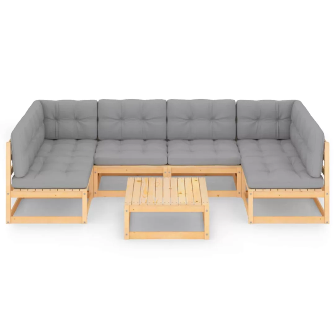 7-tlg. Garten-lounge-set Mit Kissen Kiefer Massivholz günstig online kaufen