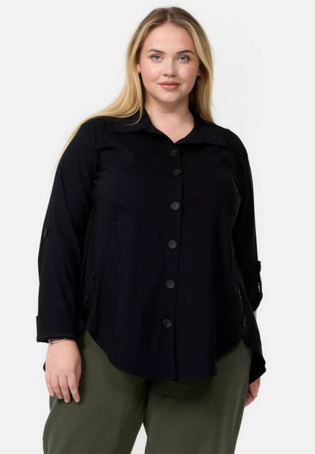 Kekoo Langarmbluse Klssische Bluse in A-Linie mit Elasthan 'Essential' günstig online kaufen