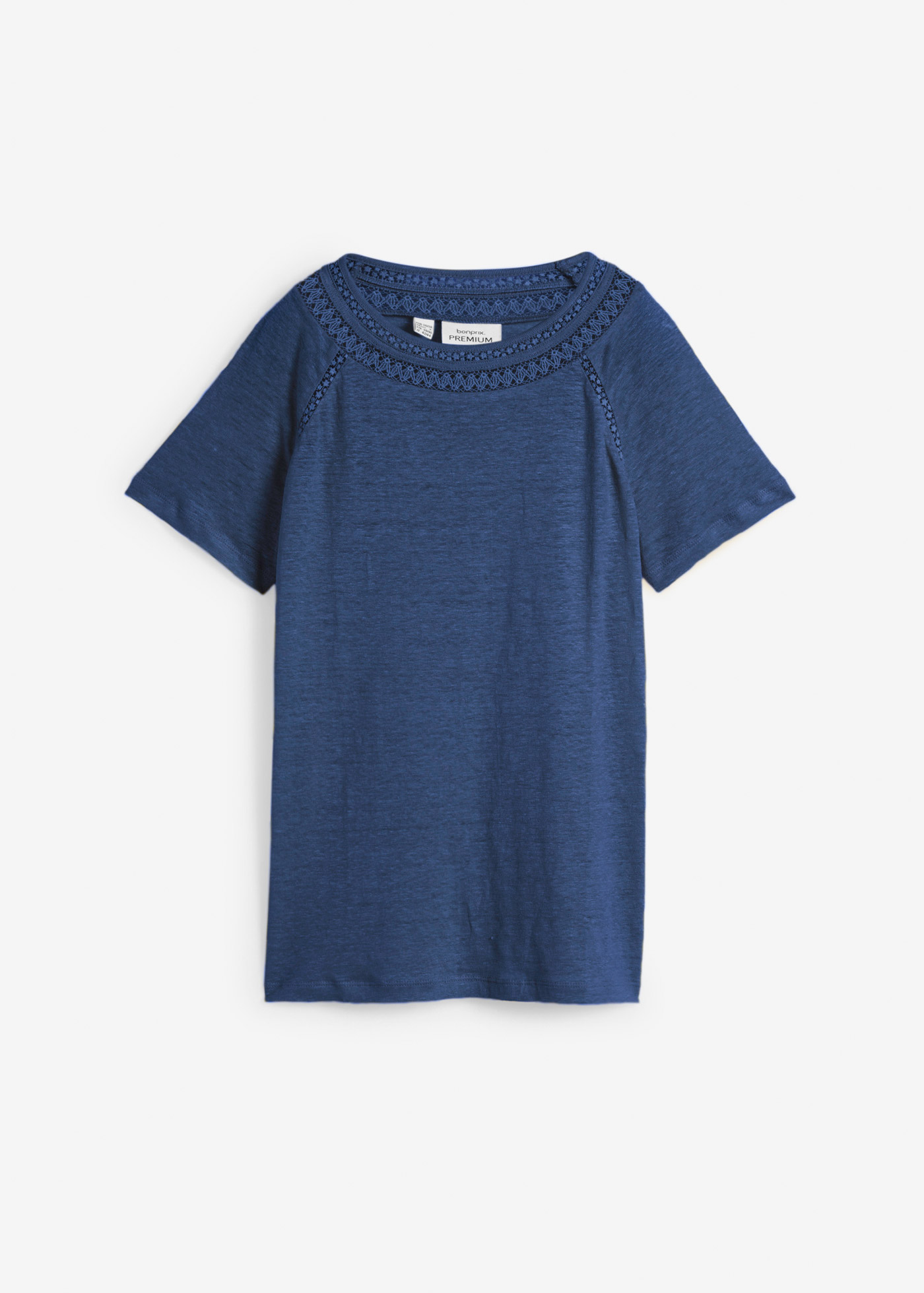 Shirt aus reinem Leinen mit Spitze günstig online kaufen