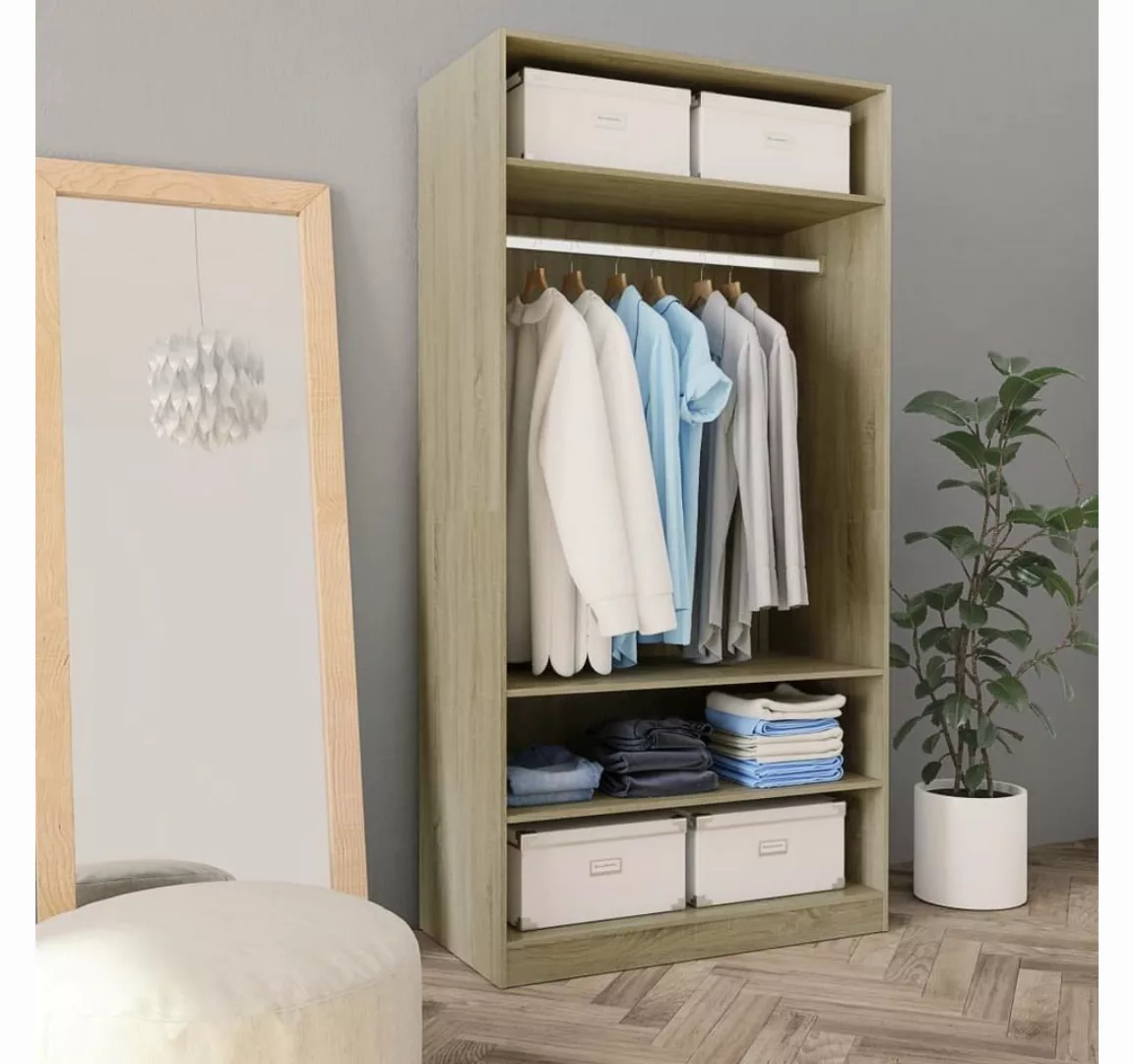 furnicato Kleiderschrank Sonoma-Eiche 100x50x200 cm Holzwerkstoff (1-St) günstig online kaufen