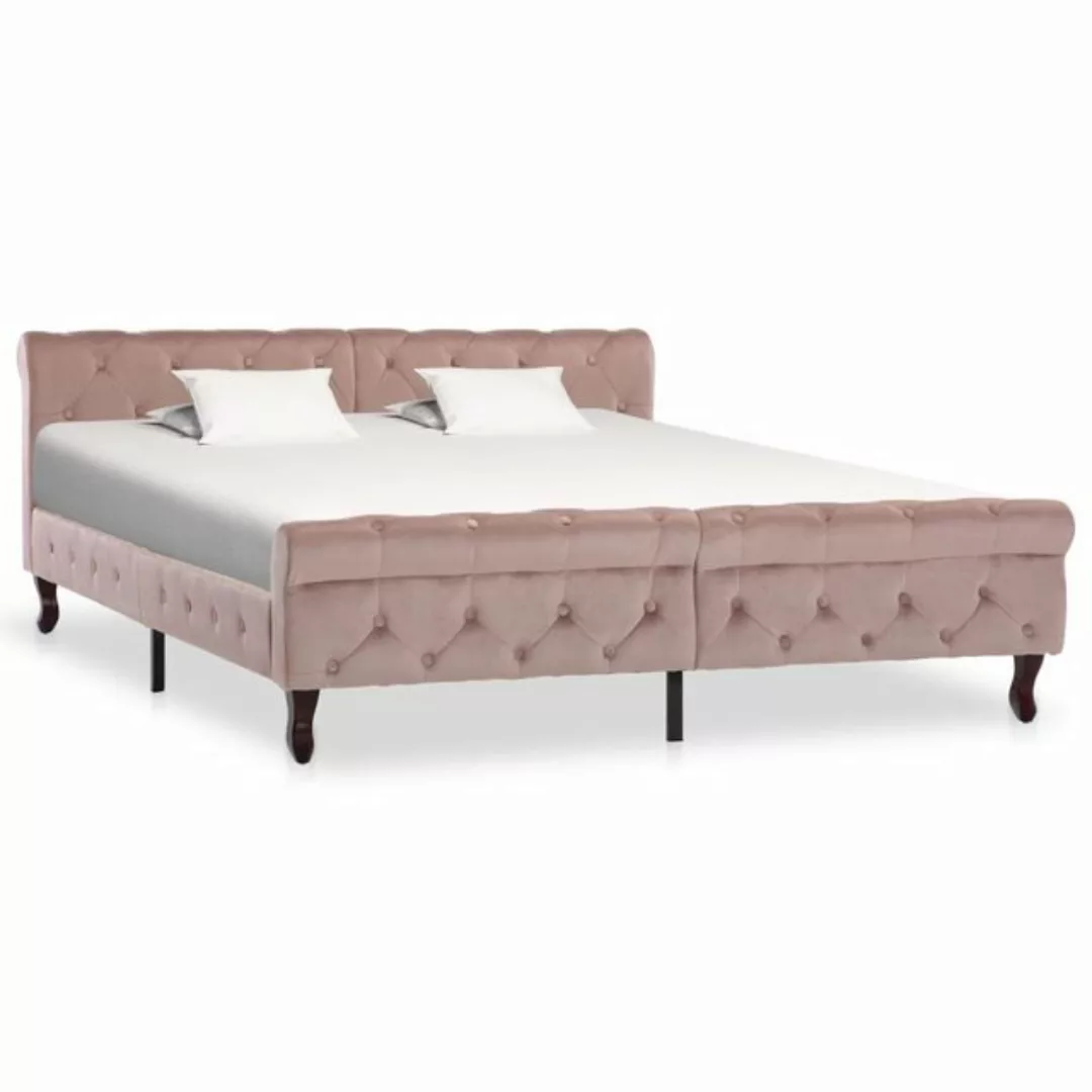 furnicato Bett Bettgestell Rosa Samt 160x200 cm günstig online kaufen