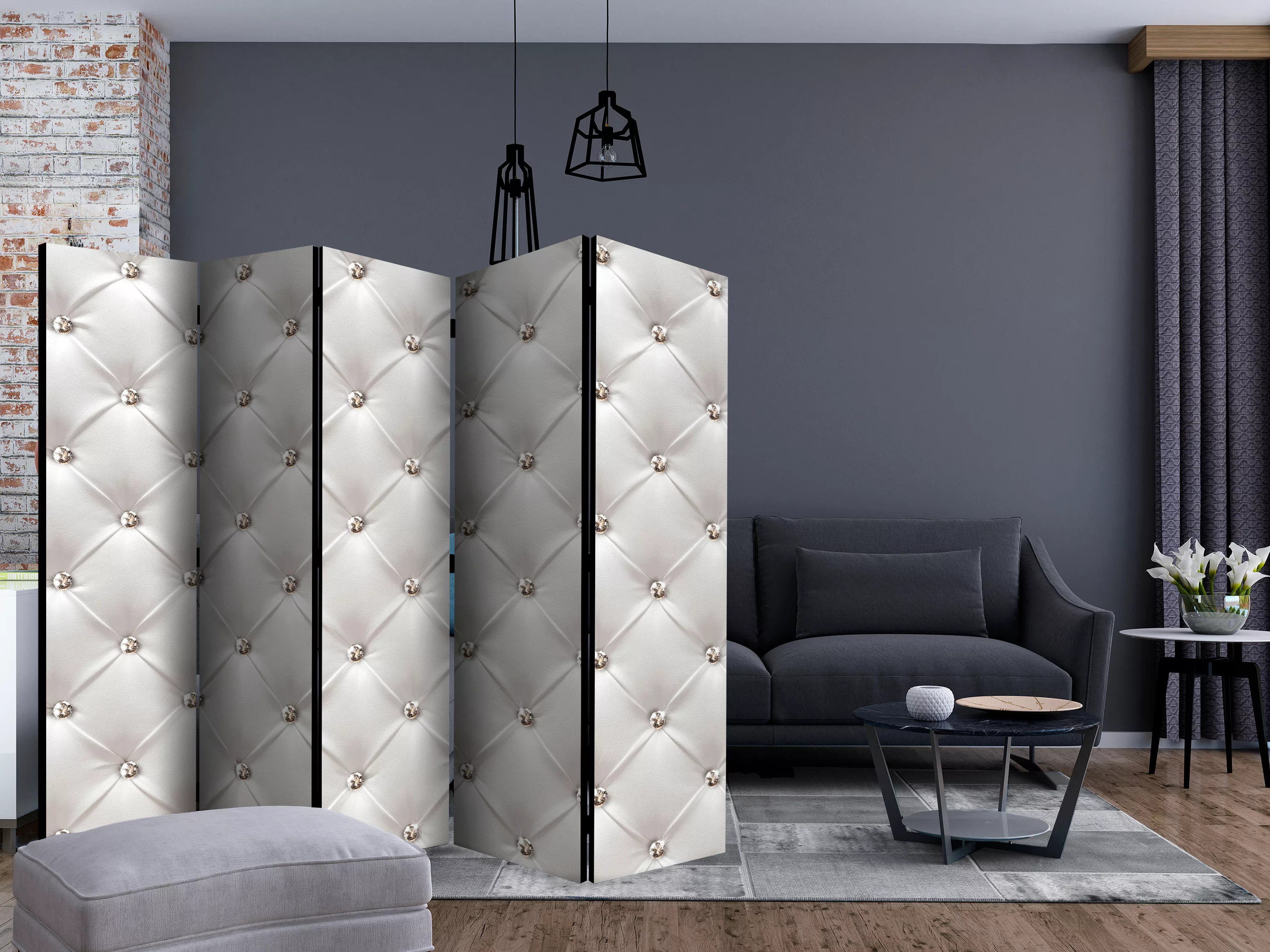 5-teiliges Paravent - White Elegance Ii [room Dividers] günstig online kaufen