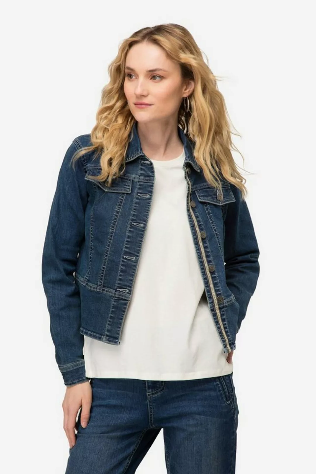 Laurasøn Sommerjacke Jeansjacke Hemdkragen Metallknöpfe Langarm günstig online kaufen