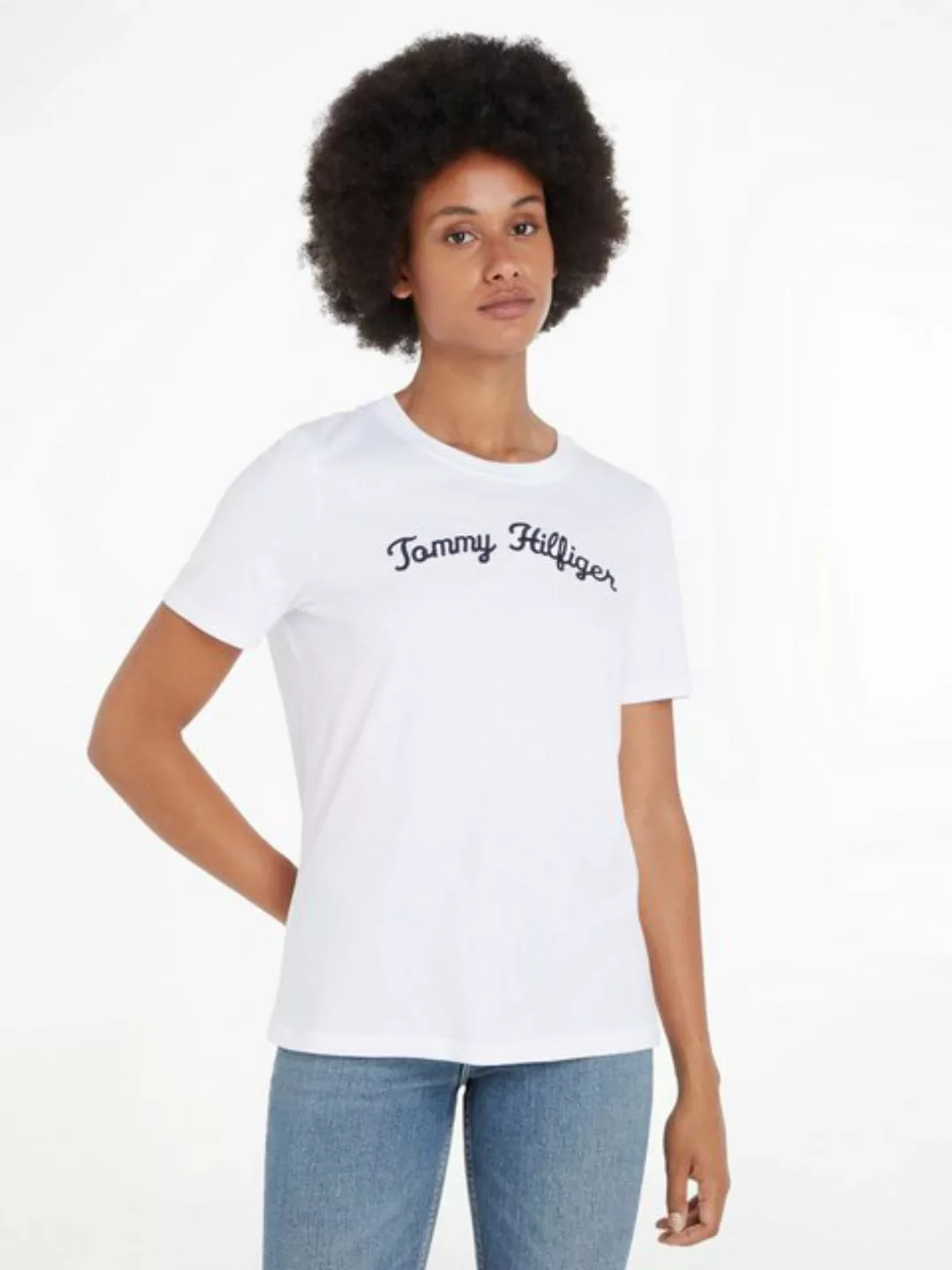 Tommy Hilfiger Kurzarmshirt REG SCRIPT C-NK SS mit Tommy Hilfiger Script Lo günstig online kaufen