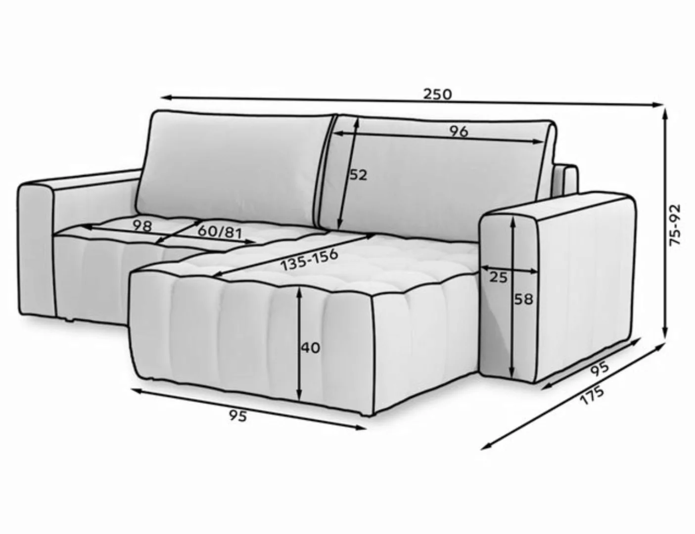 Myhomelando Ecksofa Bonett, mit Schlaffunktion und Bettkasten, Velour-Stoff günstig online kaufen