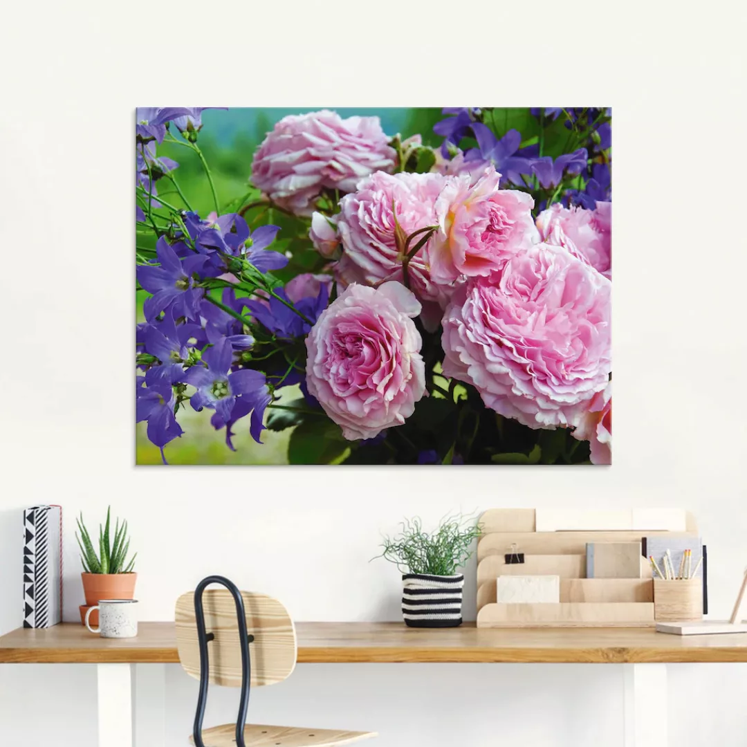 Artland Glasbild »Rosen und Glockenblumen«, Blumen, (1 St.), in verschieden günstig online kaufen