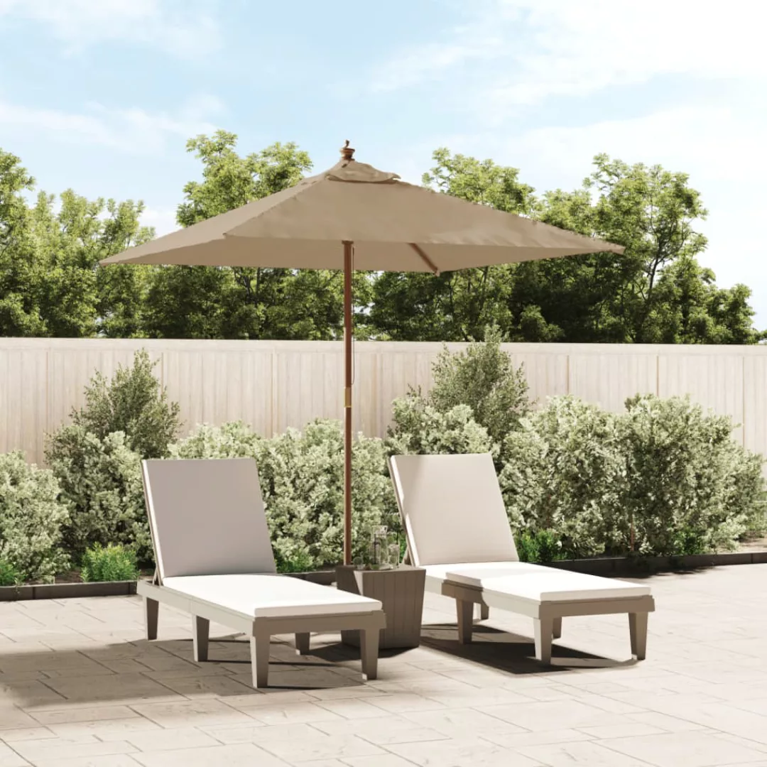 Vidaxl Sonnenschirm Mit Holzmast Taupe 198x198x231 Cm günstig online kaufen