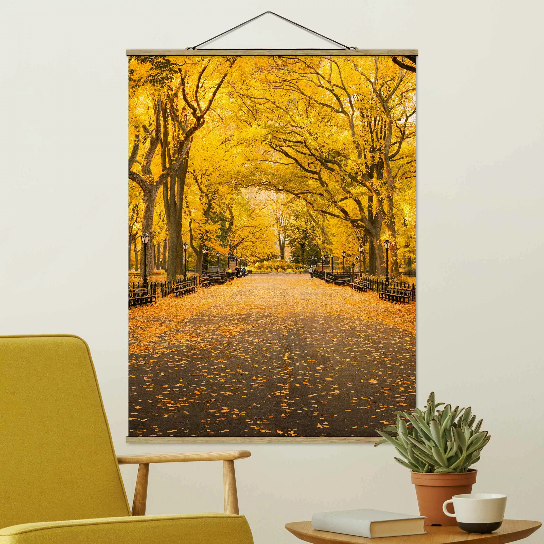 Stoffbild mit Posterleisten Herbst im Central Park günstig online kaufen