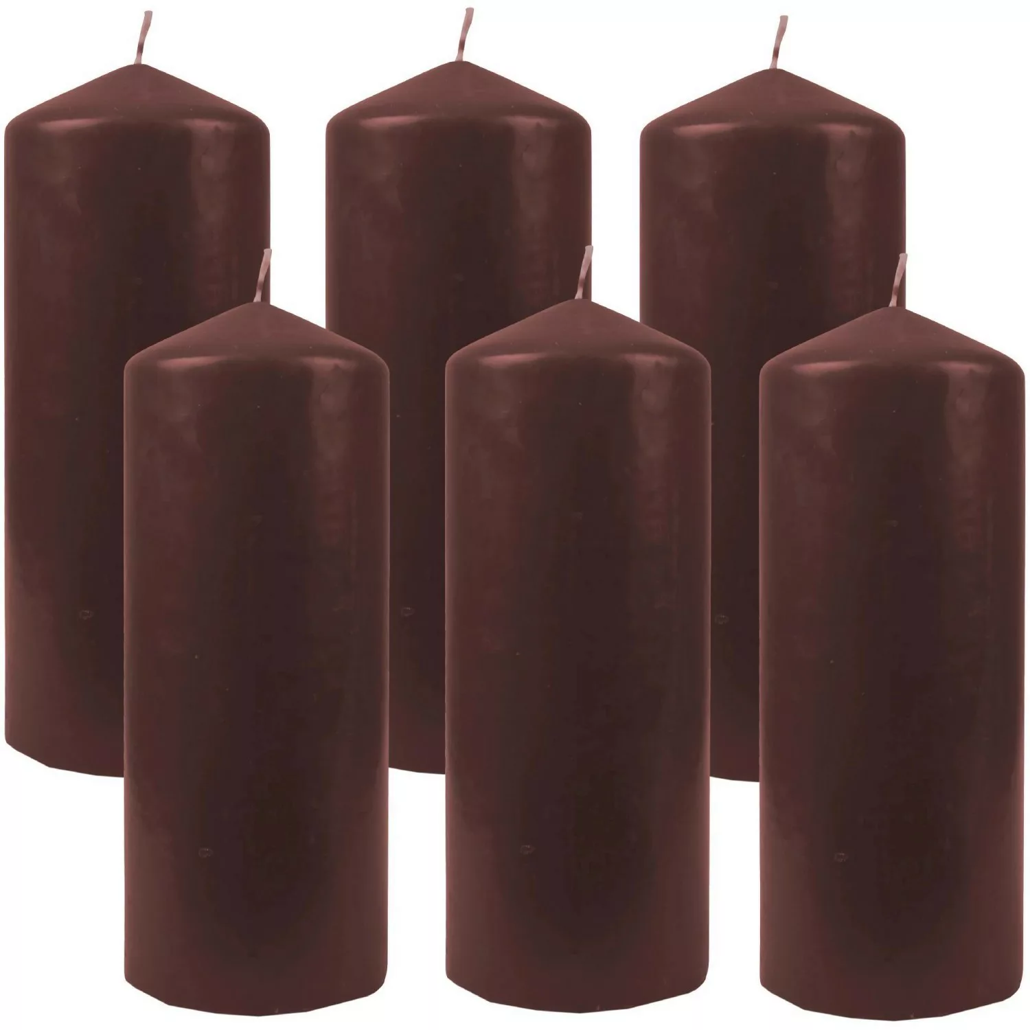 HS Candle Stumpenkerzen Ø6cm 6er Pack Braun günstig online kaufen