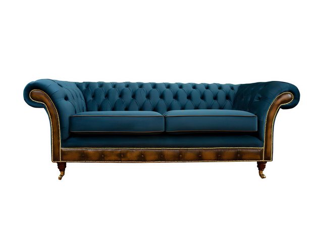 Xlmoebel Sofa Dreisitzer Chesterfield in Türkis: Designer-Sofa mit Stoffpol günstig online kaufen