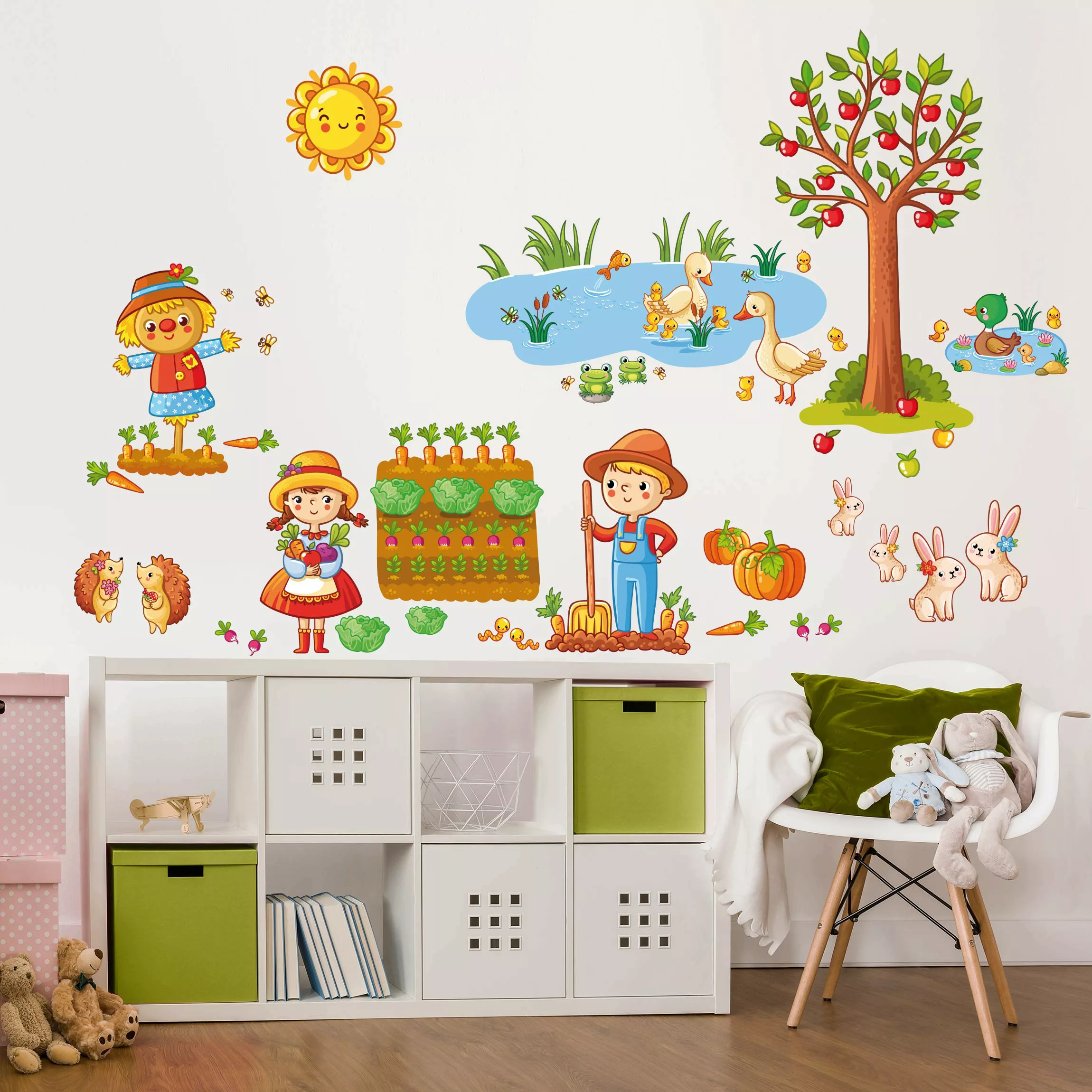 Wandtattoo Kinderzimmer Bauernhof-Set mit Garten günstig online kaufen