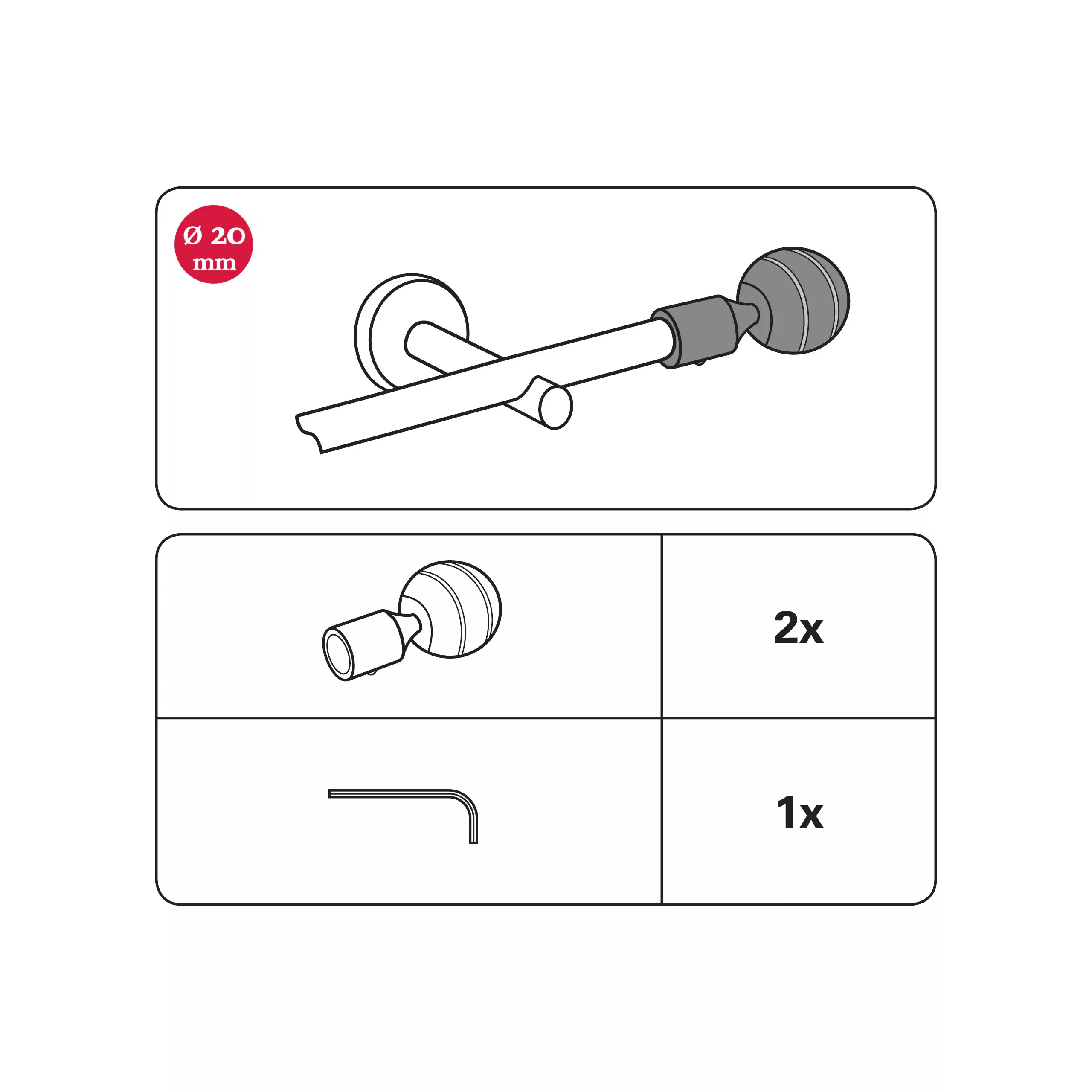 GARDINIA Gardinenstangen-Endstück »Kugel«, (2 St.), Serie Einzelprogramm Ch günstig online kaufen