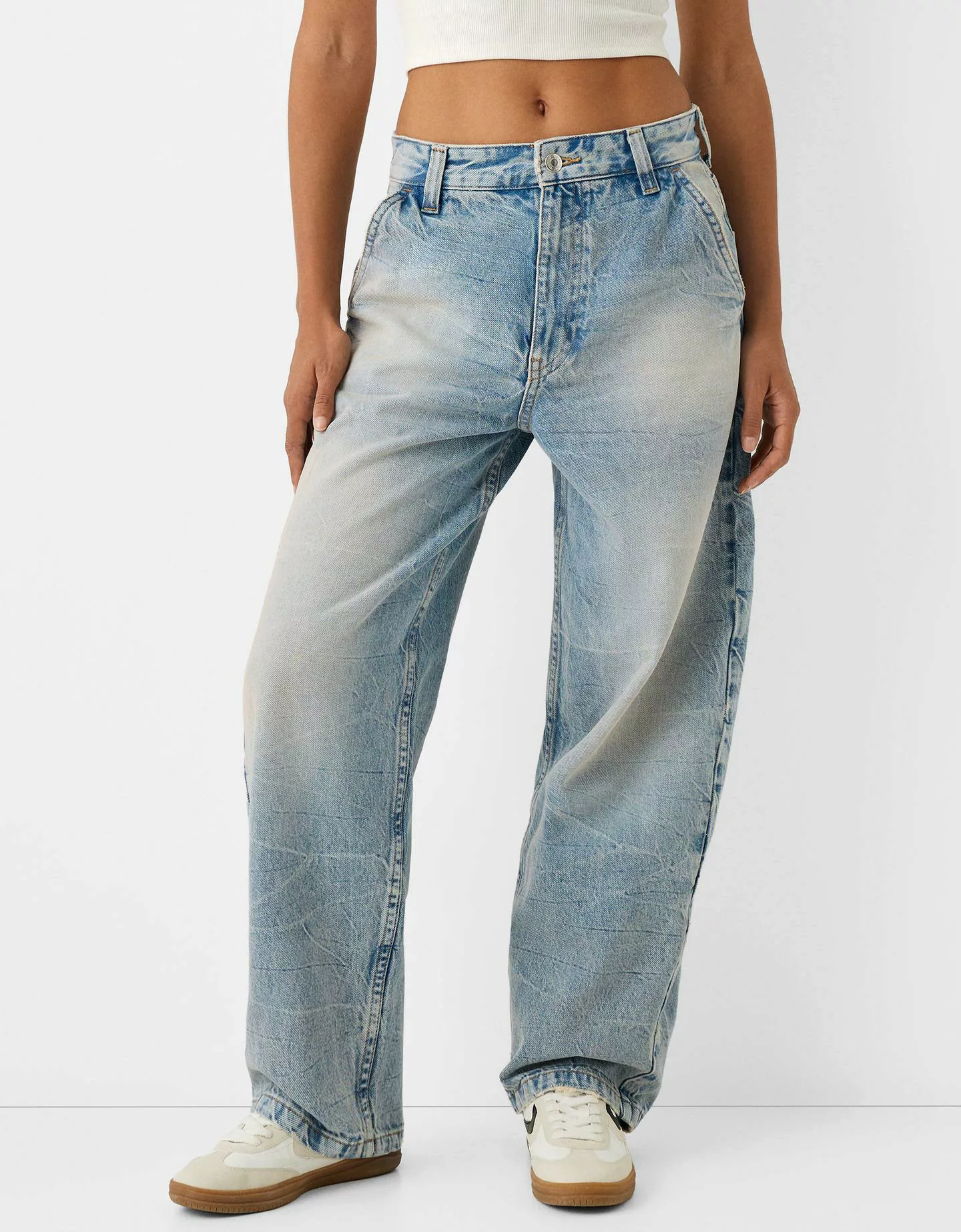 Bershka Skaterjeans Mit Weitem Bein Damen 44 Ausgewaschenes Blau günstig online kaufen