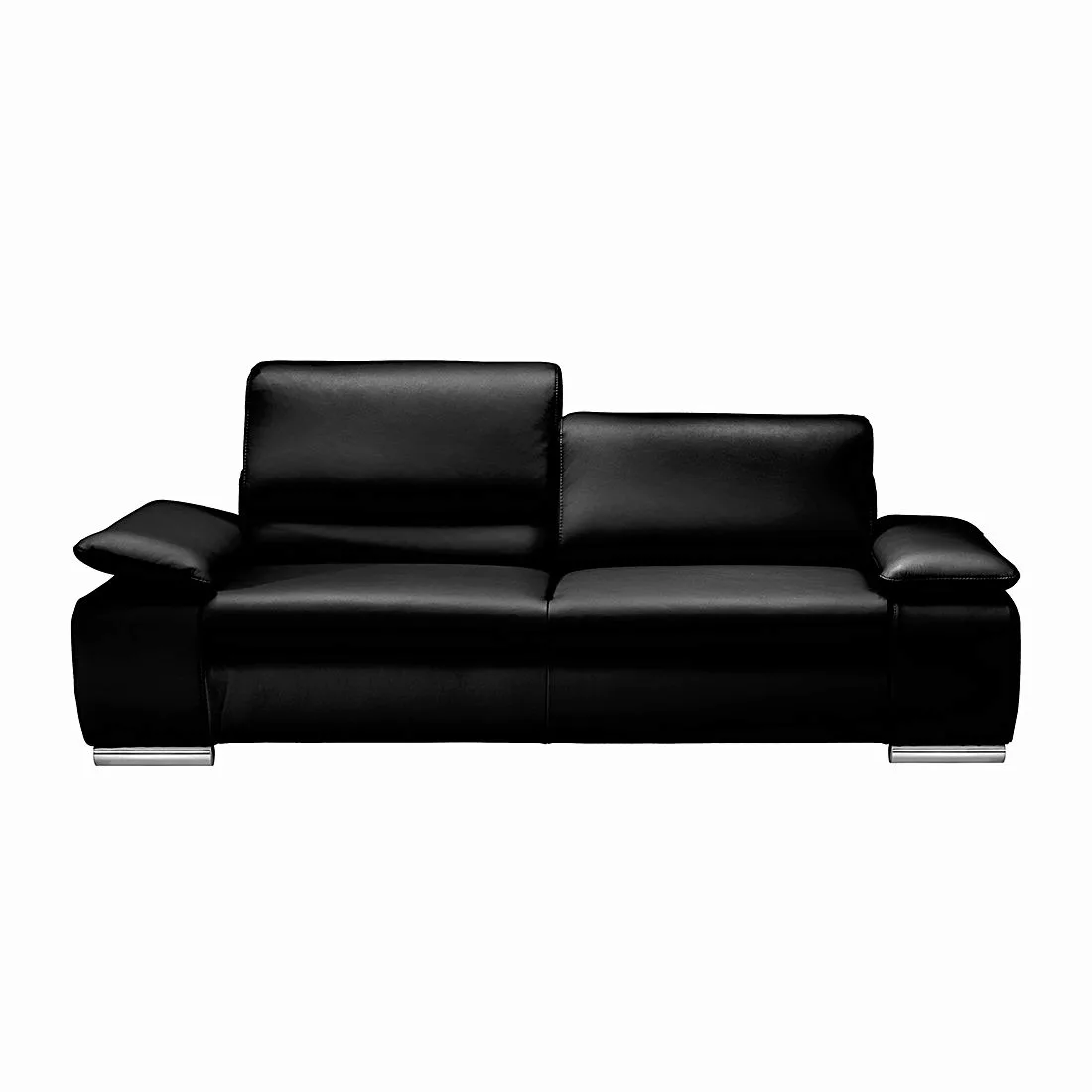 home24 Fredriks Sofa Masca 3-Sitzer Schwarz Kunstleder 232x78x96 cm (BxHxT) günstig online kaufen