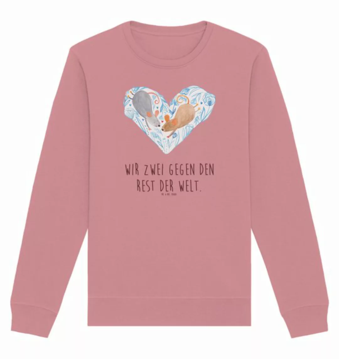 Mr. & Mrs. Panda Longpullover Größe L Mäuse Herz - Canyon Pink - Geschenk, günstig online kaufen