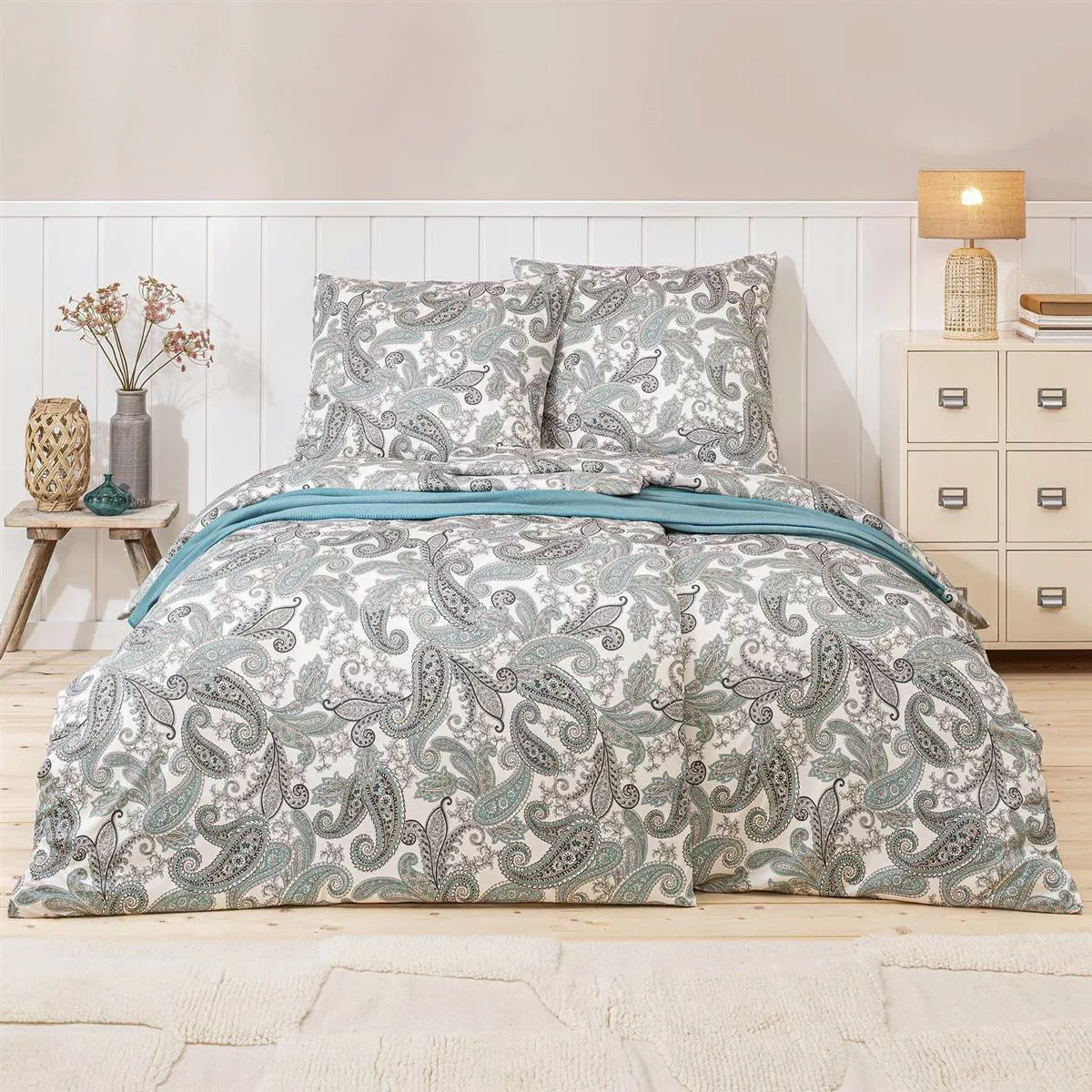 Estella Interlock Jersey Bettwäsche 6955-520 Paisley Mint 135x200 günstig online kaufen