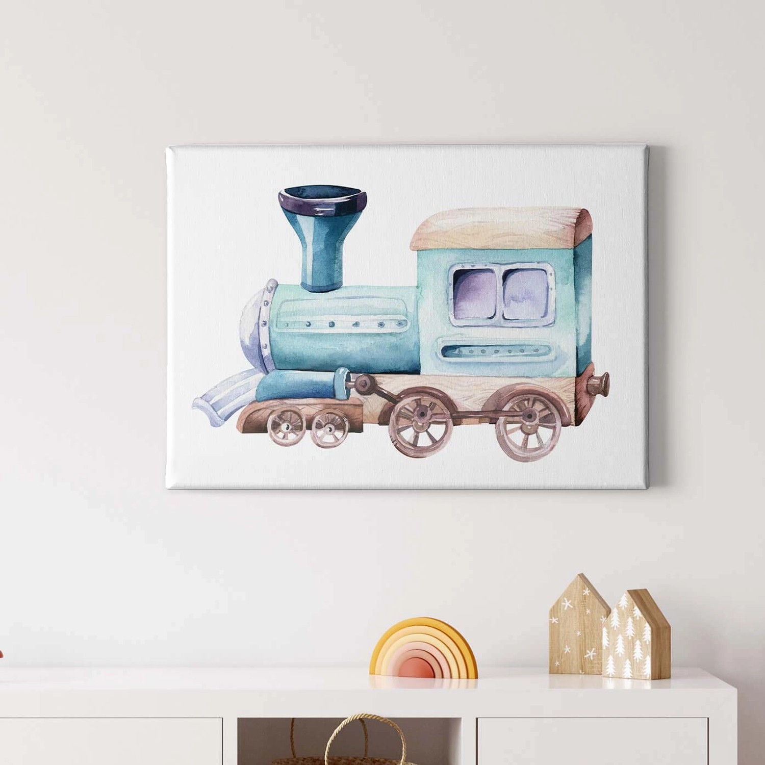 Bricoflor Wandbild Mit Eisenbahn In Aquarell Optik Pastell Leinwand Bild Mi günstig online kaufen