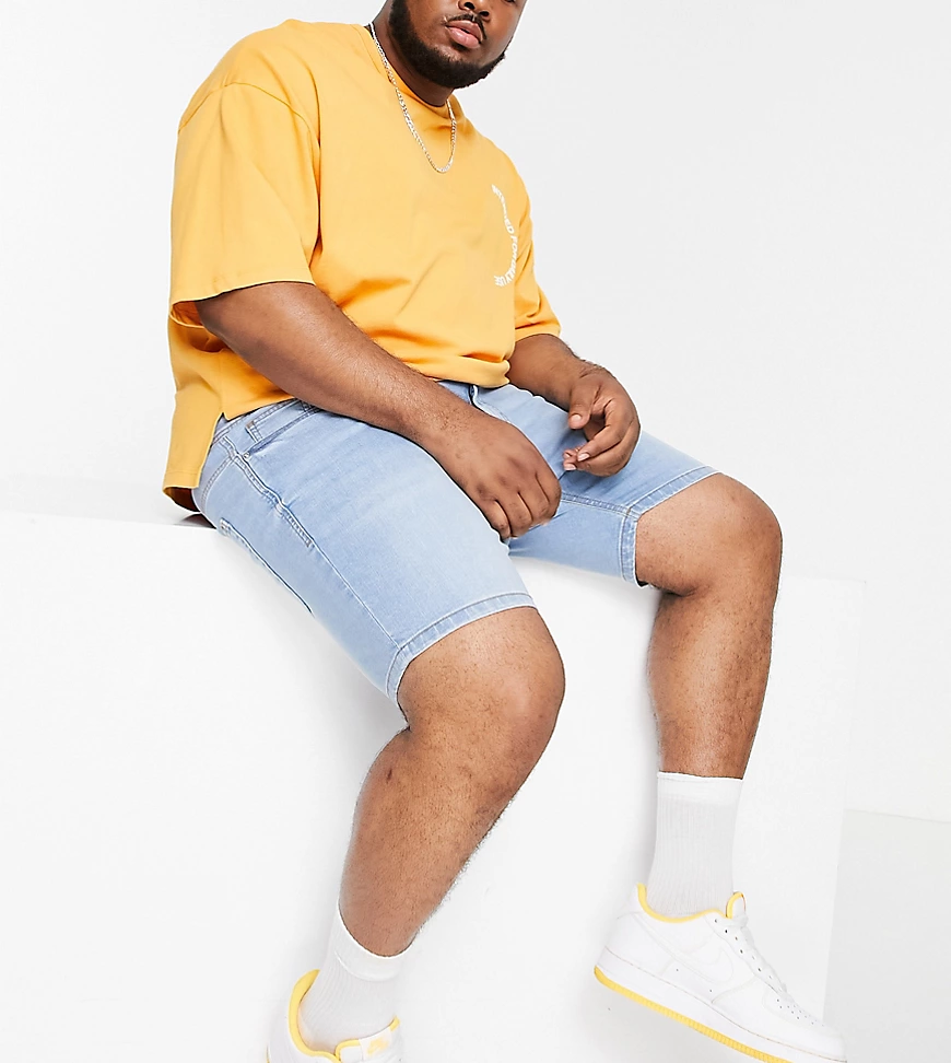 Don't Think Twice Plus – Eng geschnittene Jeansshorts in Hellblau günstig online kaufen