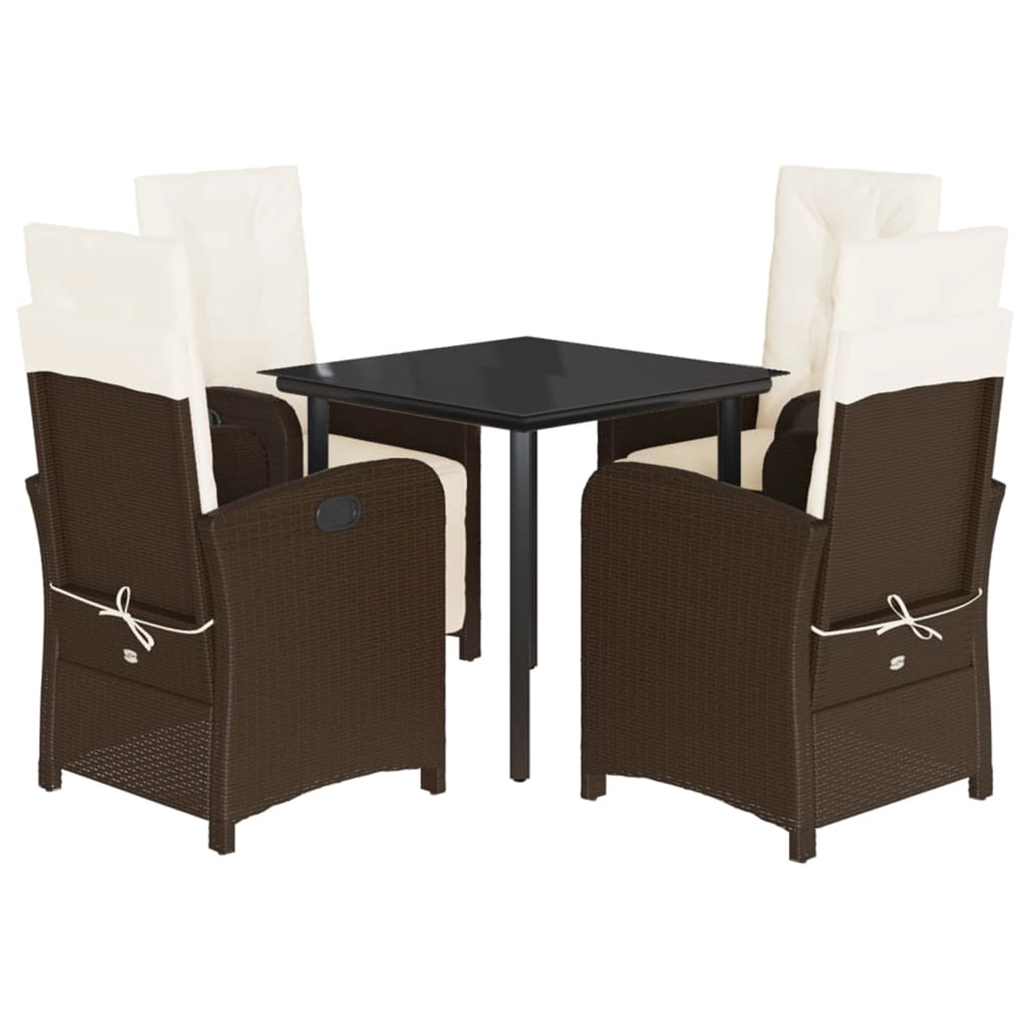 vidaXL 5-Tlg Garten-Essgruppe mit Kissen Braun Poly Rattan 3212342 günstig online kaufen