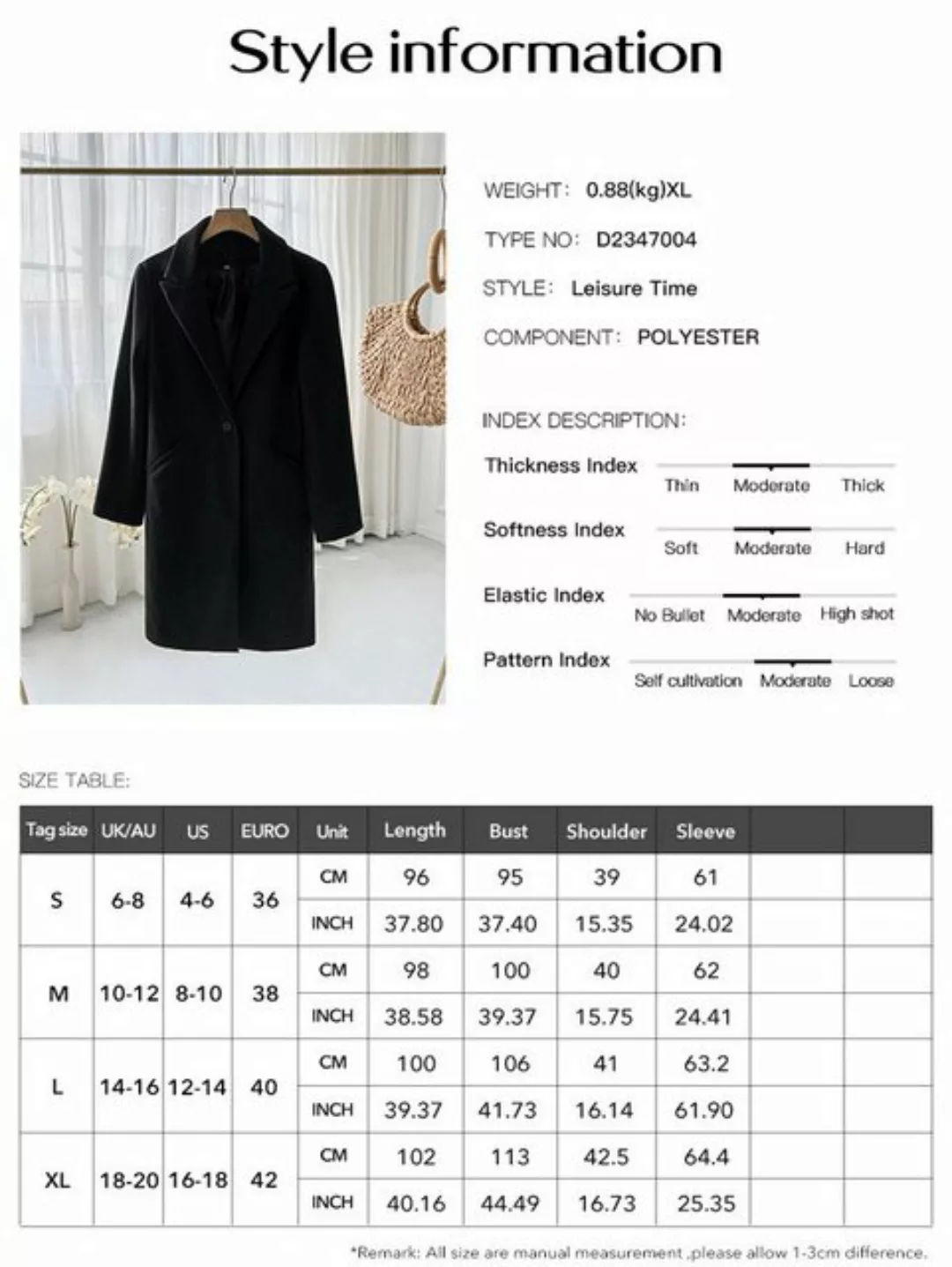 DEBAIJIA Kurzmantel Damen Mantel Winterjacke Trenchcoat Wintermantel günstig online kaufen