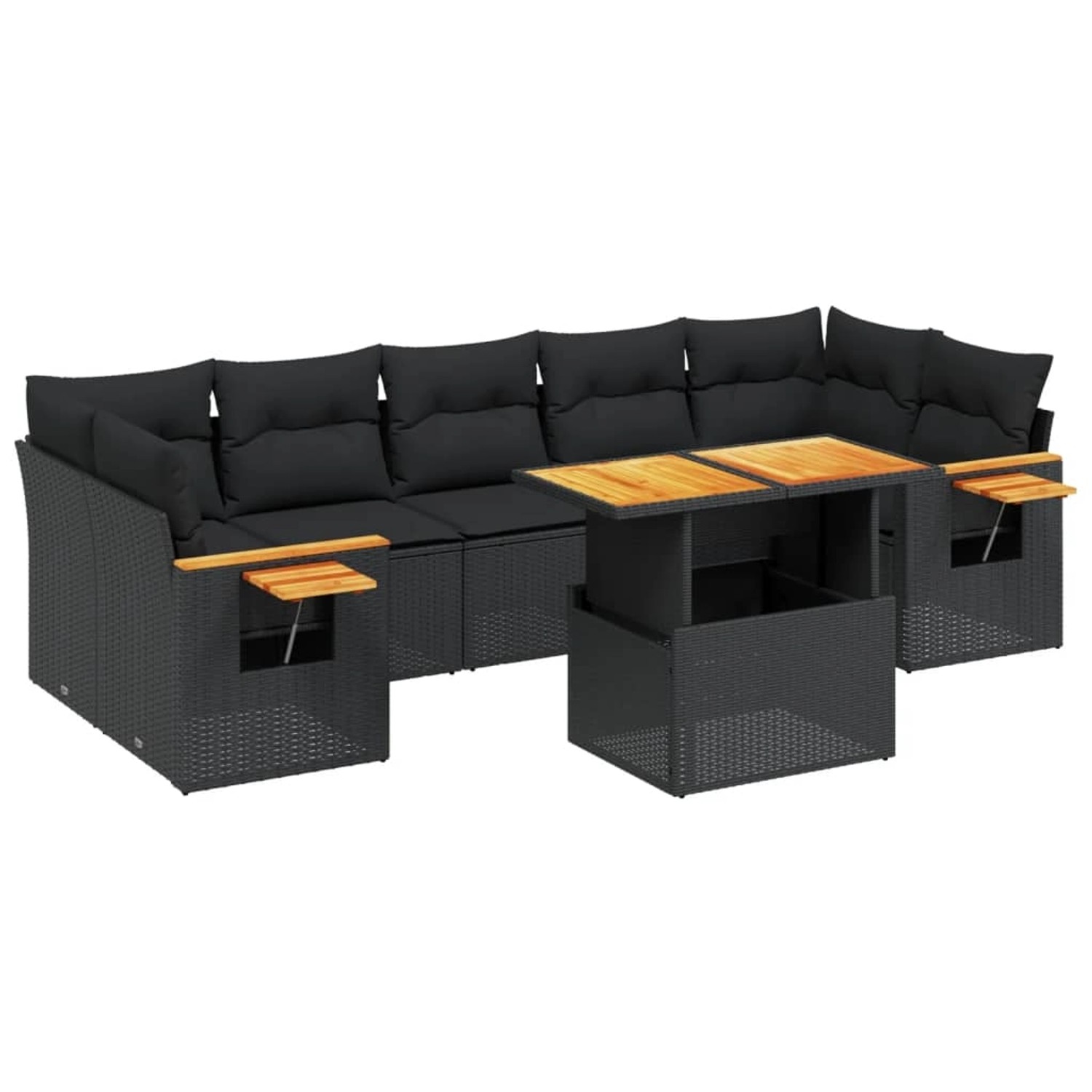 vidaXL 8-Tlg Garten-Sofagarnitur mit Kissen Schwarz Poly Rattan 3273428 günstig online kaufen