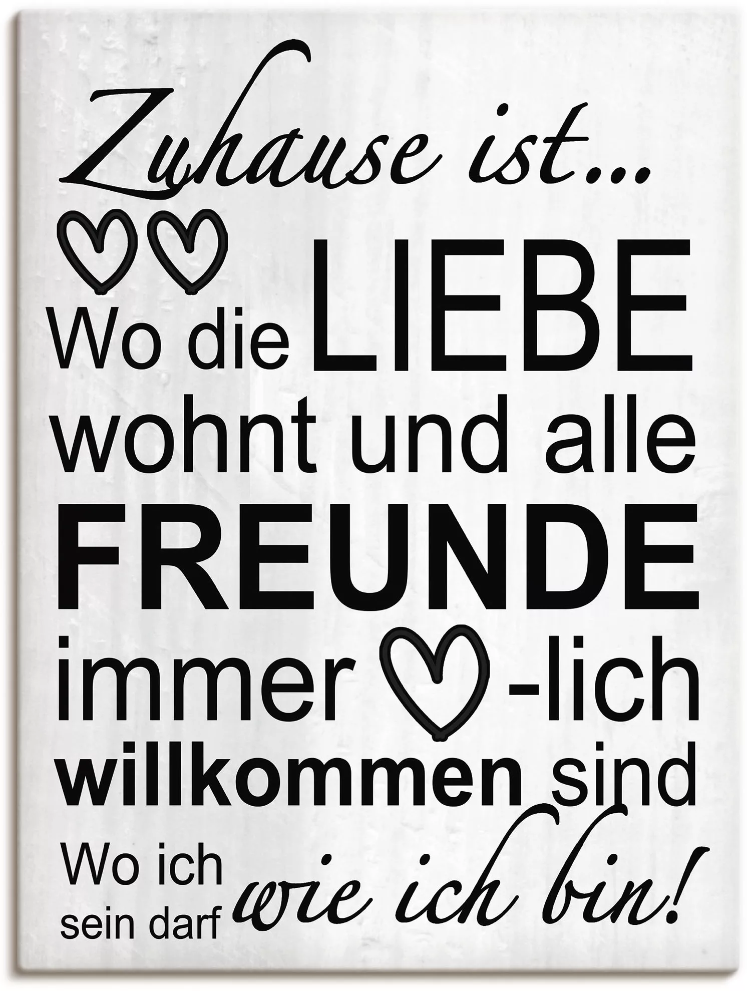 Artland Wandbild "Wo die Liebe wohnt", Sprüche & Texte, (1 St.), als Alubil günstig online kaufen