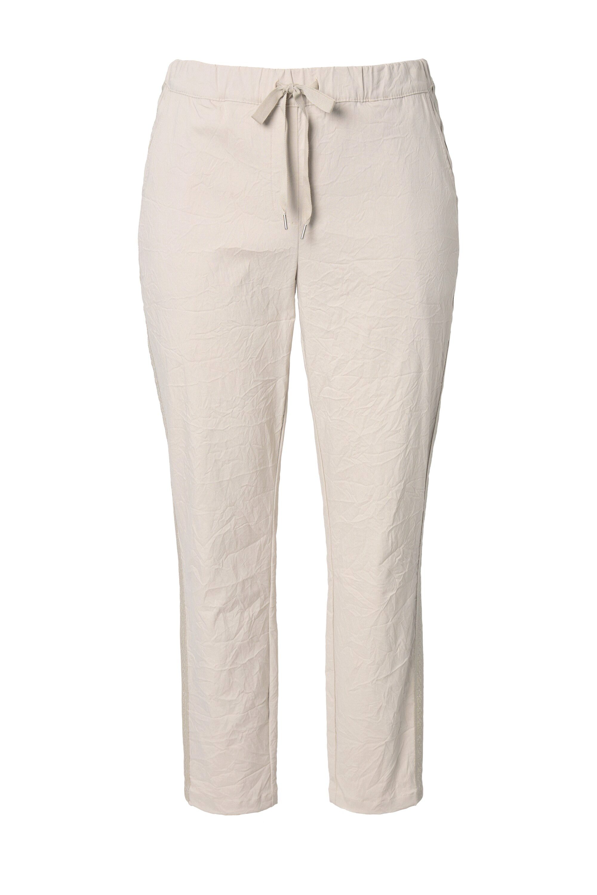 MIAMODA Schlupfhose Crinkle-Hose Glitzer-Seitenstreifen Elastikbund günstig online kaufen