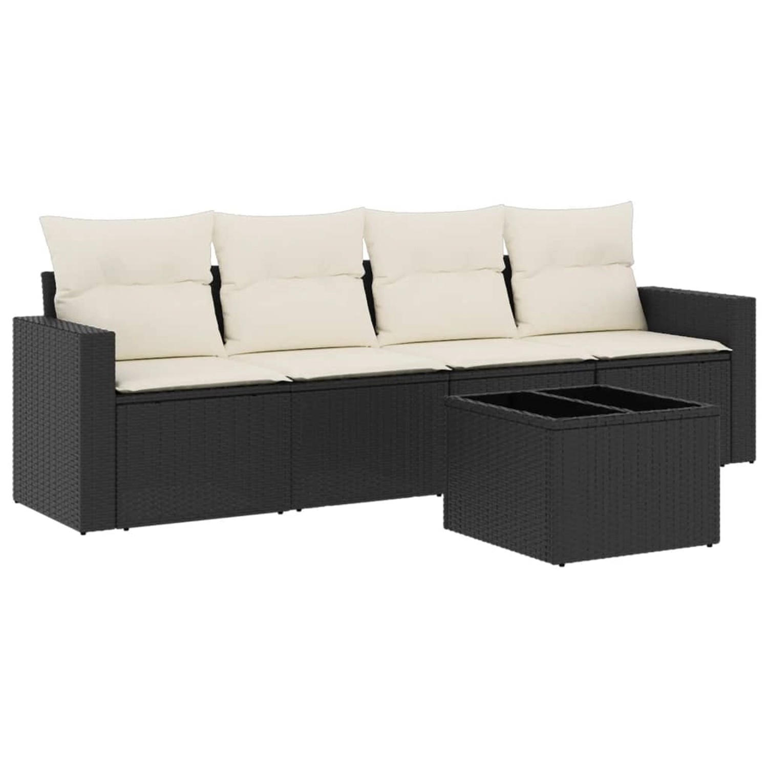 vidaXL 5-tlg Garten-Sofagarnitur mit Kissen Schwarz Poly Rattan Modell 3 günstig online kaufen