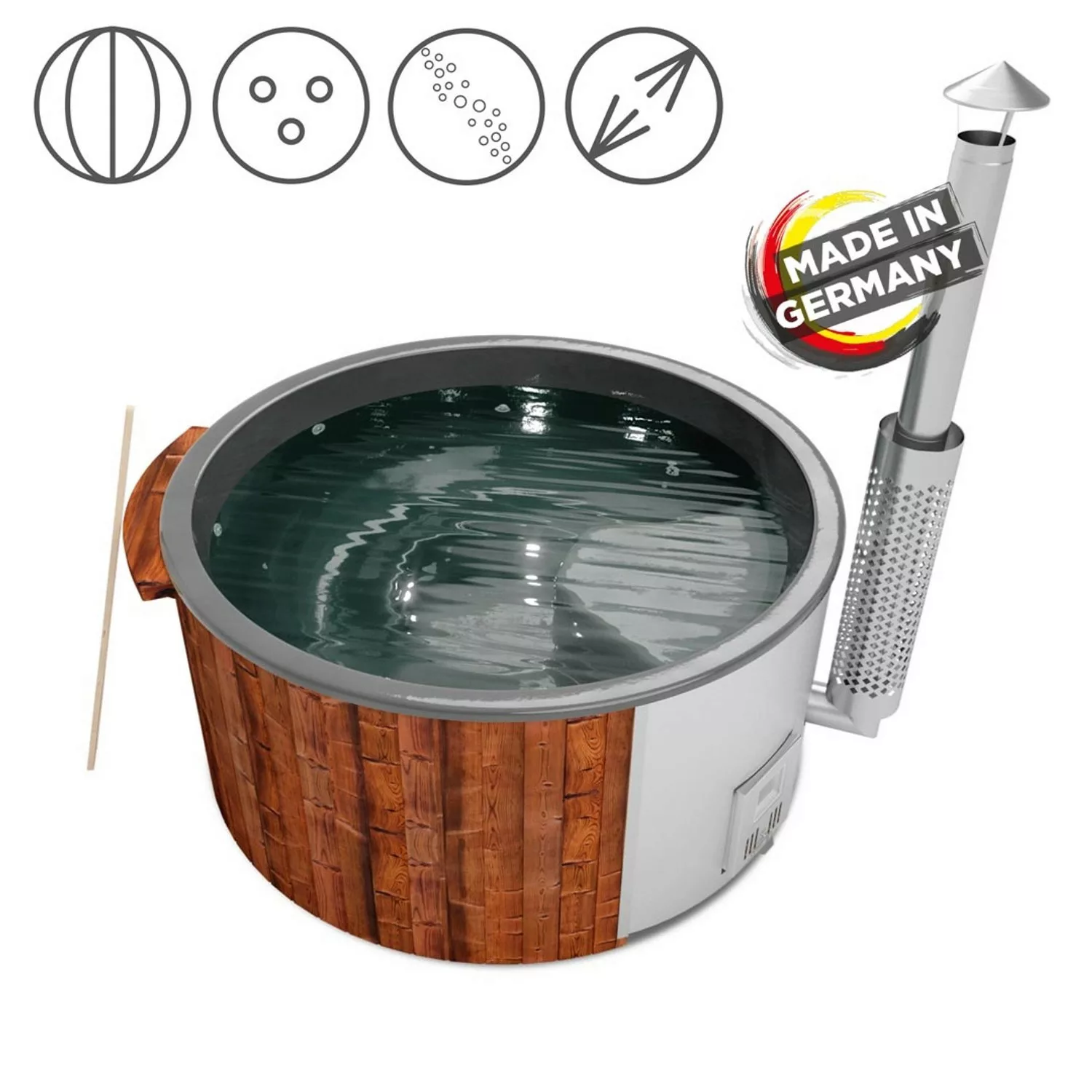Holzklusiv Hot Tub Saphir 200 Thermoholz Spa Deluxe Wanne Anthrazit günstig online kaufen