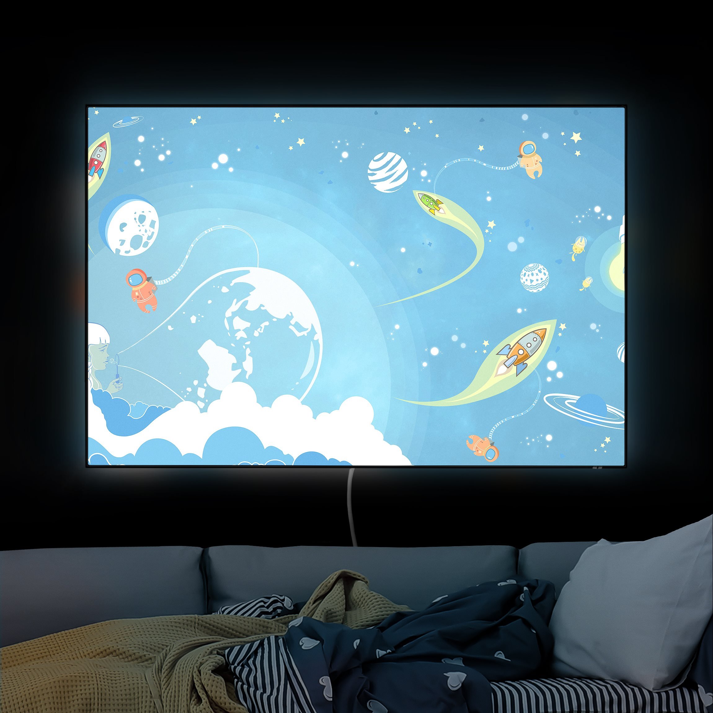 LED-Wechselbild No.MW16 Buntes Weltraumtreiben günstig online kaufen