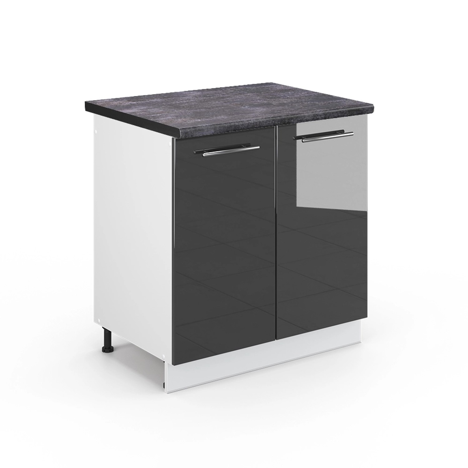Vicco Spülenunterschrank Fame-Line Anthrazit Hochglanz/Weiß 80 cm AP Anthra günstig online kaufen