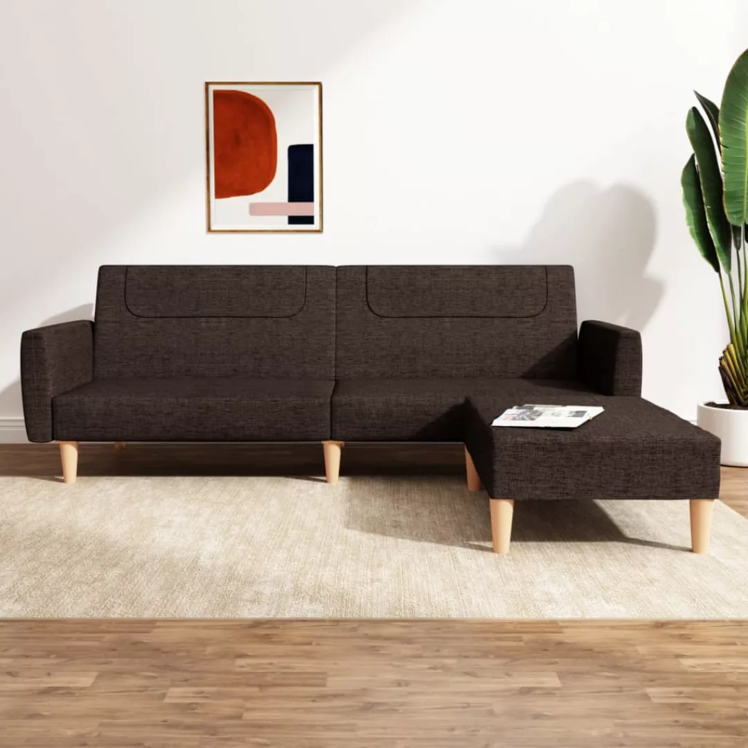 Vidaxl Schlafsofa 2-sitzer Mit Fußhocker Dunkelbraun Stoff günstig online kaufen