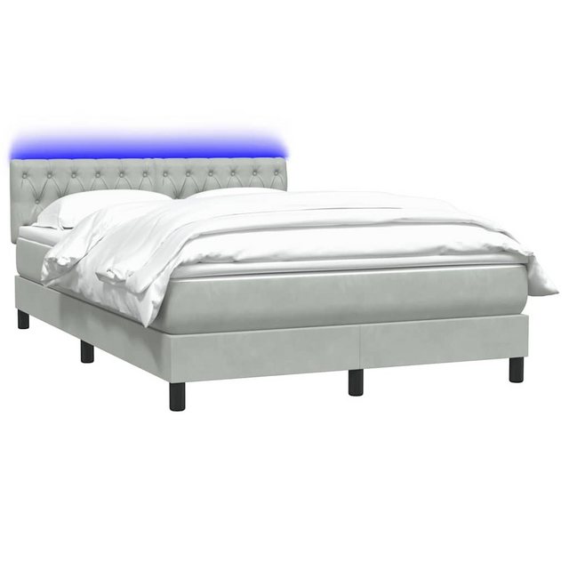 vidaXL Bett Boxspringbett mit Matratze Hellgrau 160x210 cm Samt günstig online kaufen