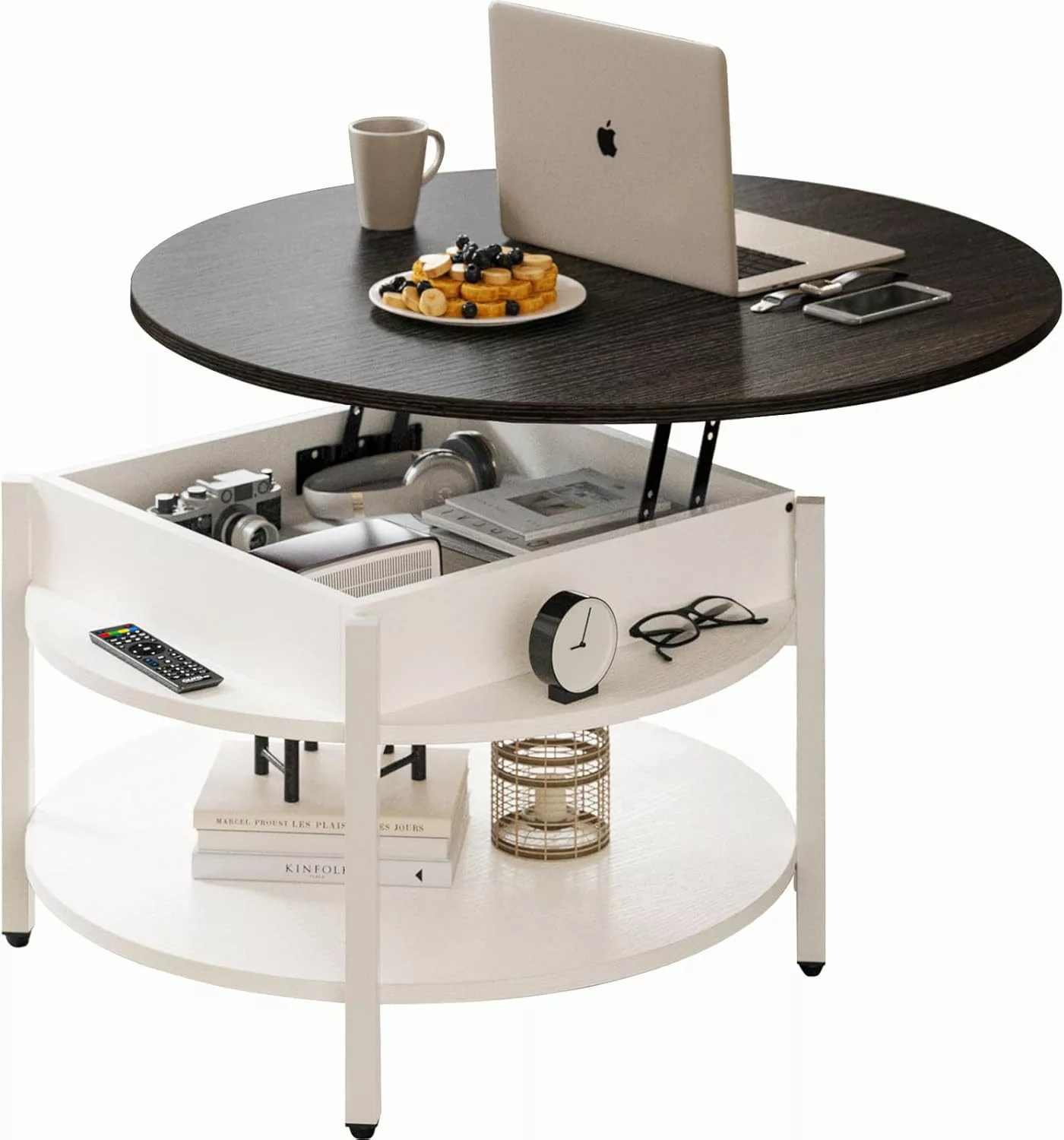 FABATO Couchtisch Höhenverstellbarer Runder Kaffeetisch mit günstig online kaufen