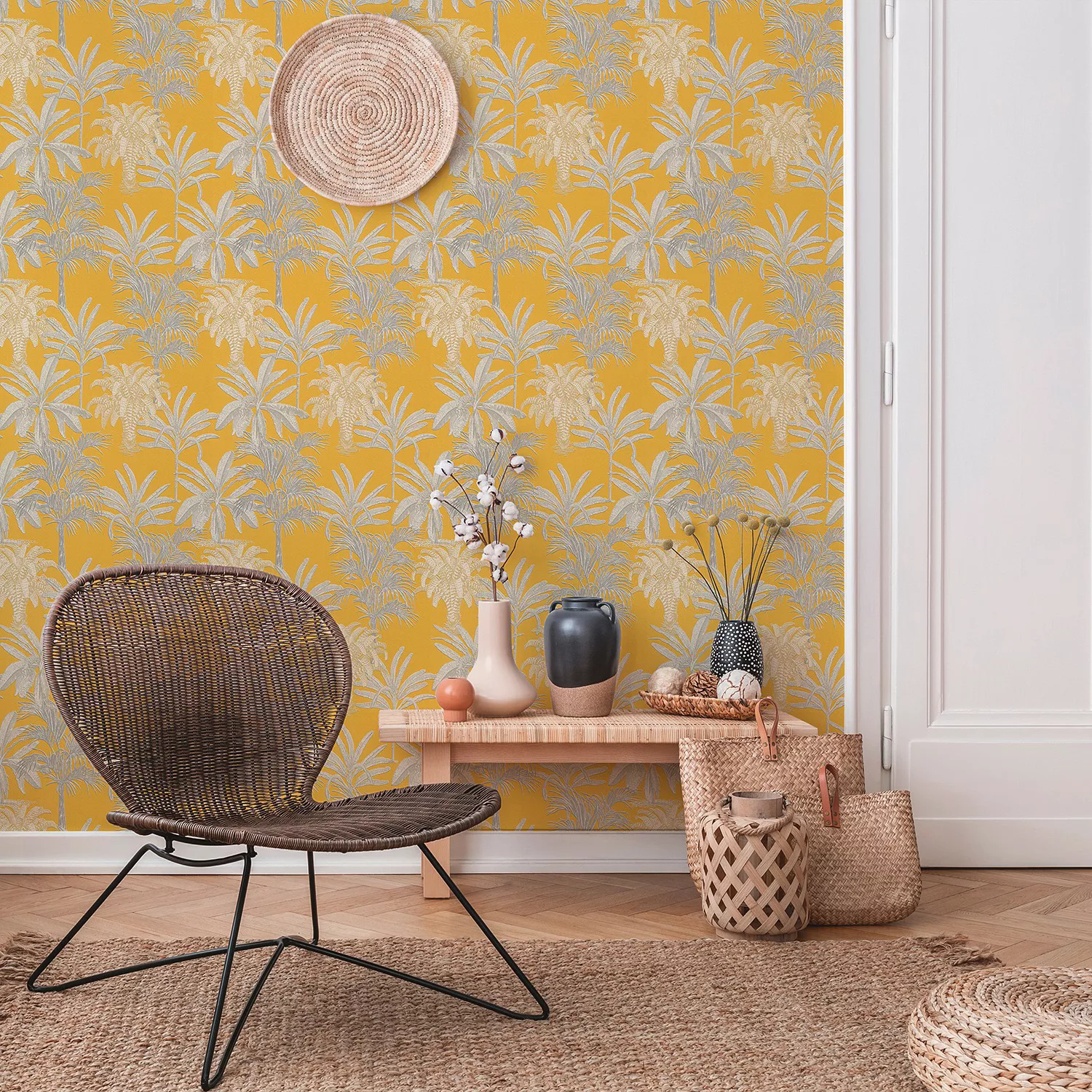 Bricoflor Moderne Tapete mit Palmen Tropische Vliestapete Exotisch in Blau günstig online kaufen