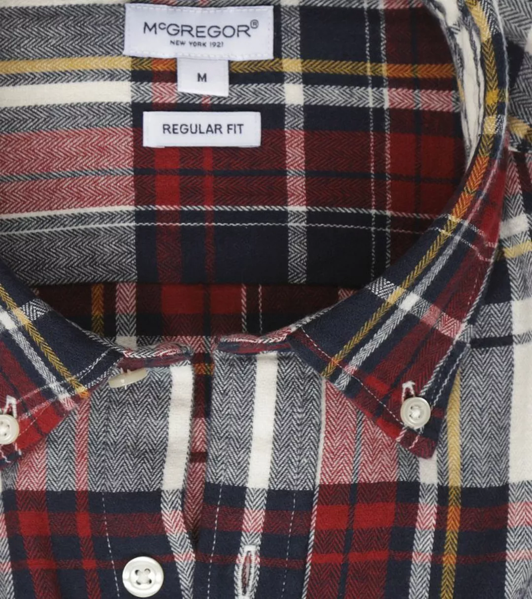 McGregor Hemd Herringbone Karos Rot Blau - Größe XXL günstig online kaufen