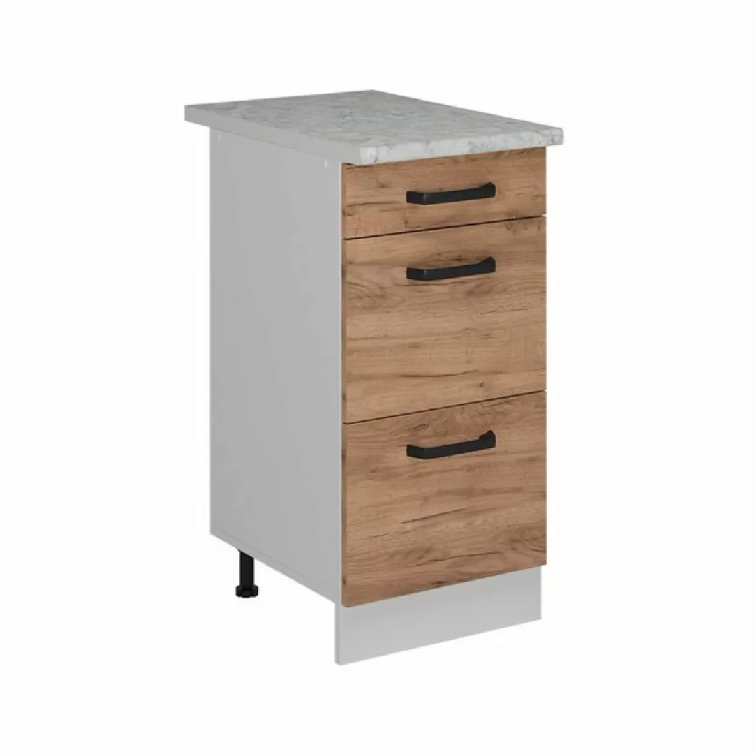 Vicco Unterschrank R-Line, Goldkraft Eiche/Weiß, 40 cm AP Marmor günstig online kaufen