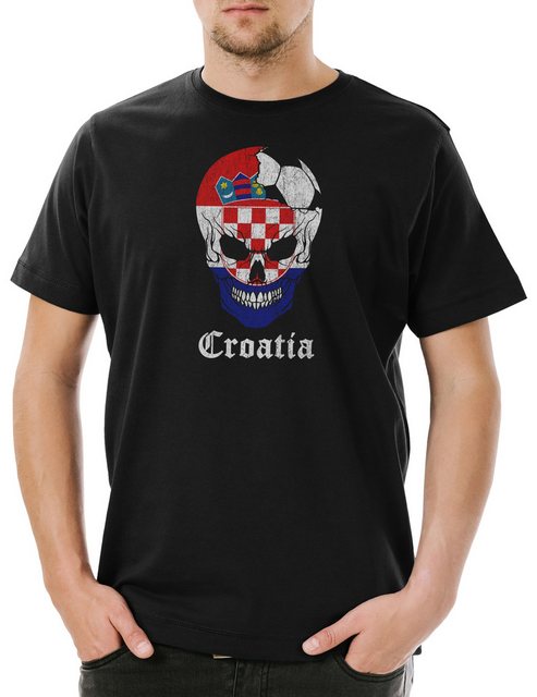 Urban Backwoods Print-Shirt Croatia Football Skull I Herren T-Shirt Kroatie günstig online kaufen