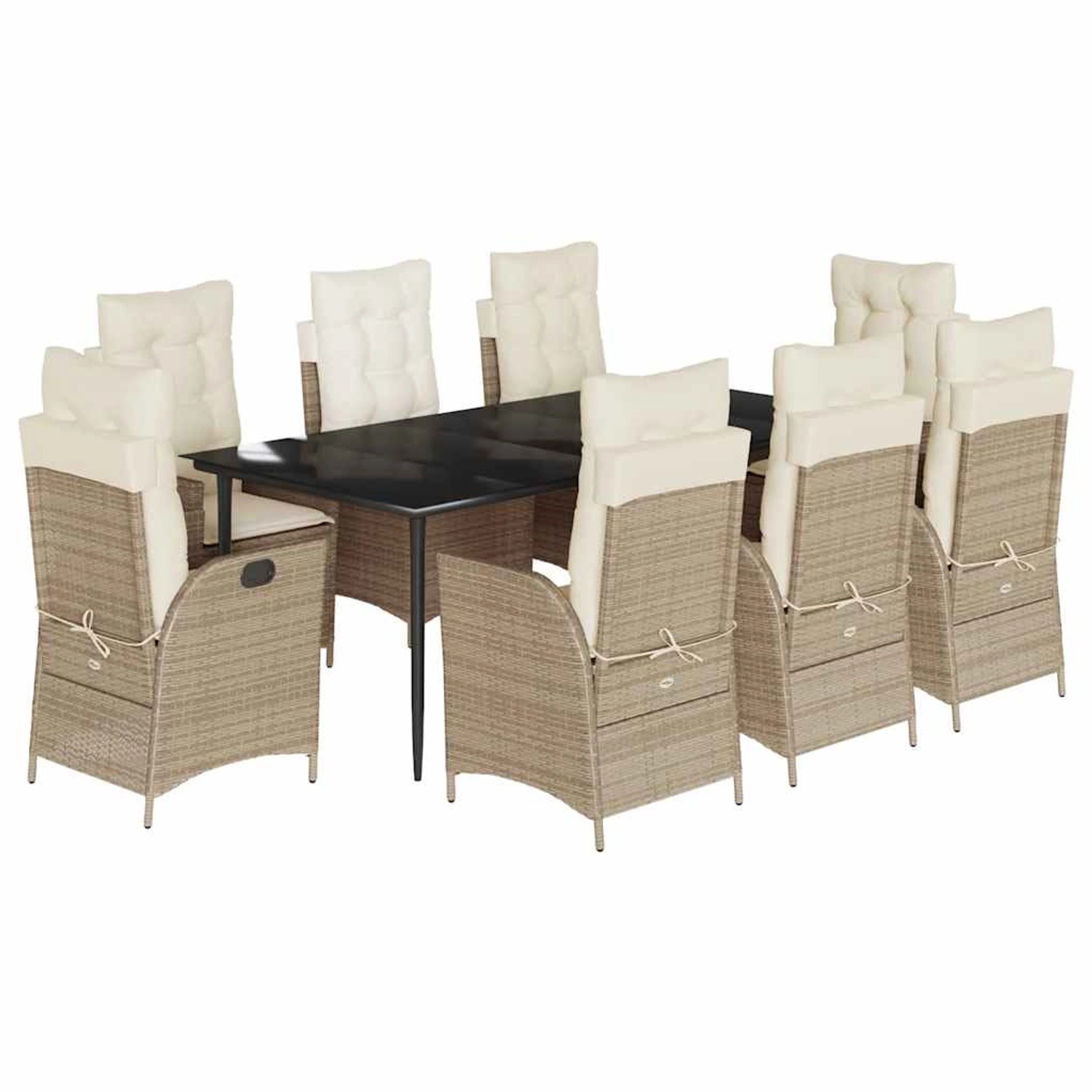 vidaXL 9-Tlg Garten-Essgruppe mit Kissen Beige Poly Rattan 3213243 günstig online kaufen