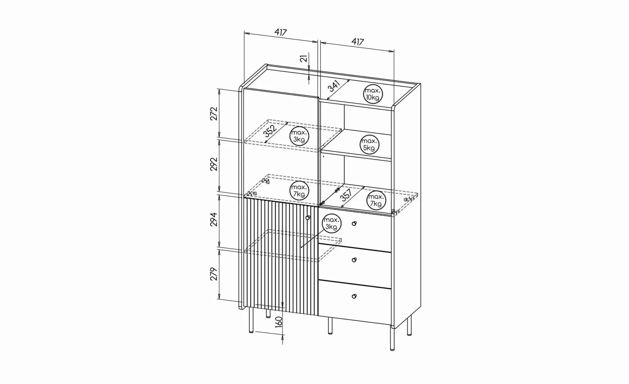 Highboard  Prestigo ¦ braun ¦ Maße (cm): B: 88 H: 140 Kommoden & Sideboards günstig online kaufen