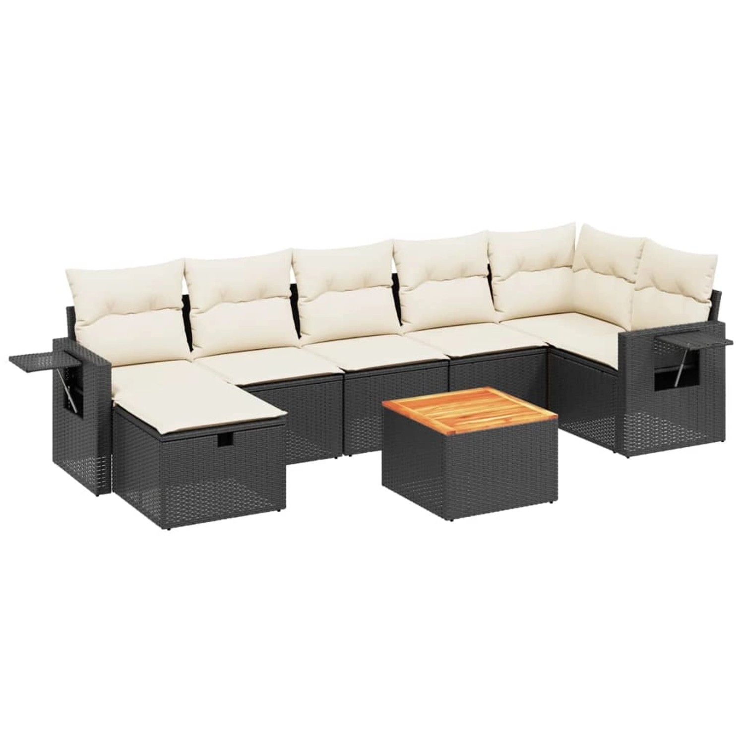 vidaXL 8-tlg. Garten-Sofagarnitur mit Kissen Schwarz Poly Rattan günstig online kaufen