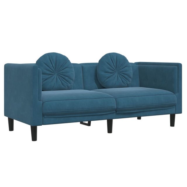 vidaXL Sofa Sofa mit Kissen 2-Sitzer Blau Samt günstig online kaufen