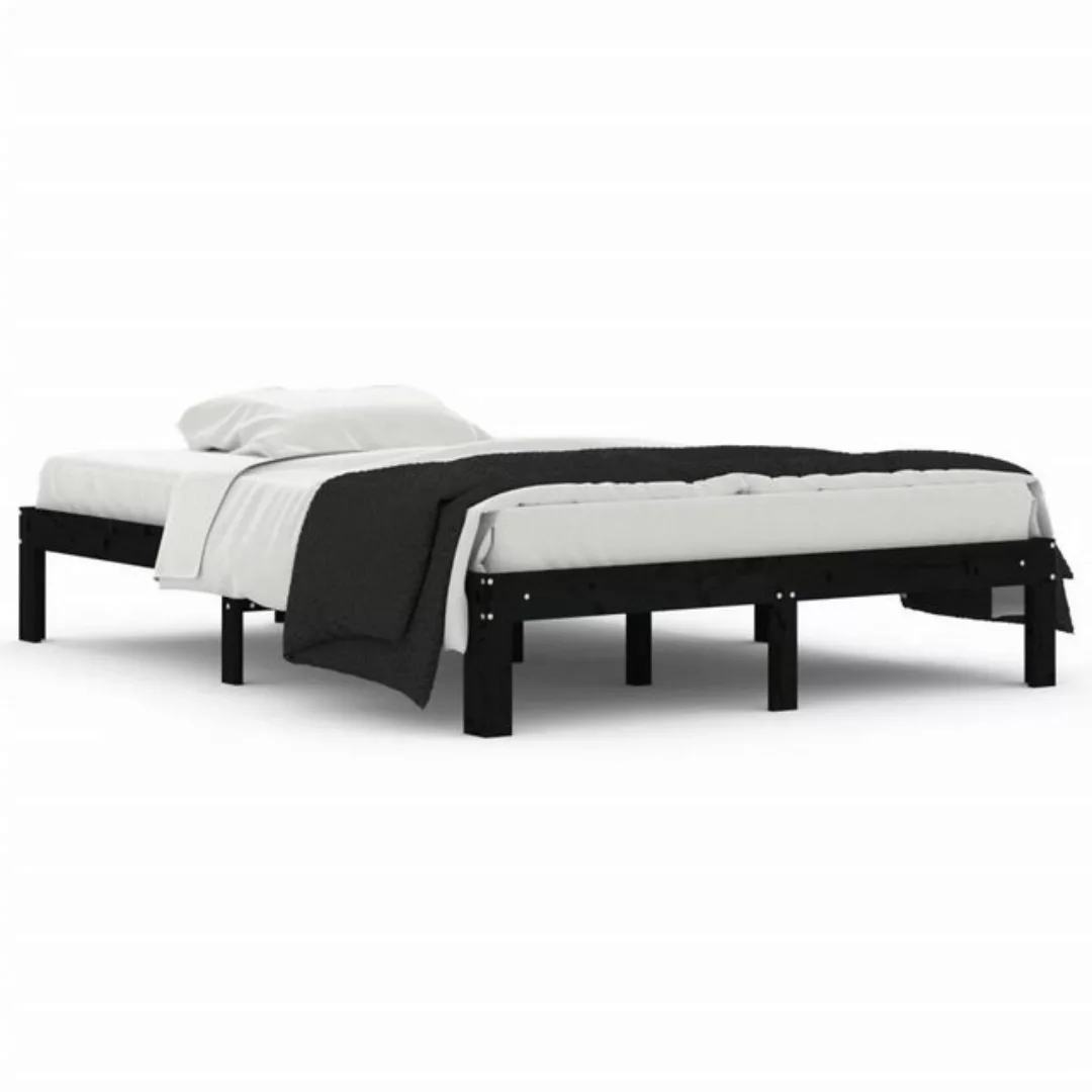 vidaXL Bett Massivholzbett Schwarz 135x190 cm günstig online kaufen